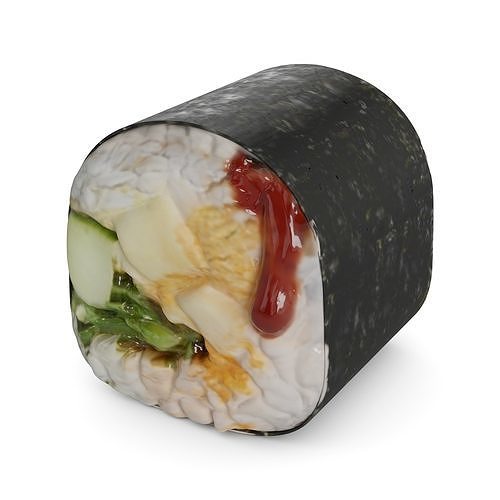 Sushi Tempura-fried eggplant and zucchini cucumber wakame sal... 3D model
