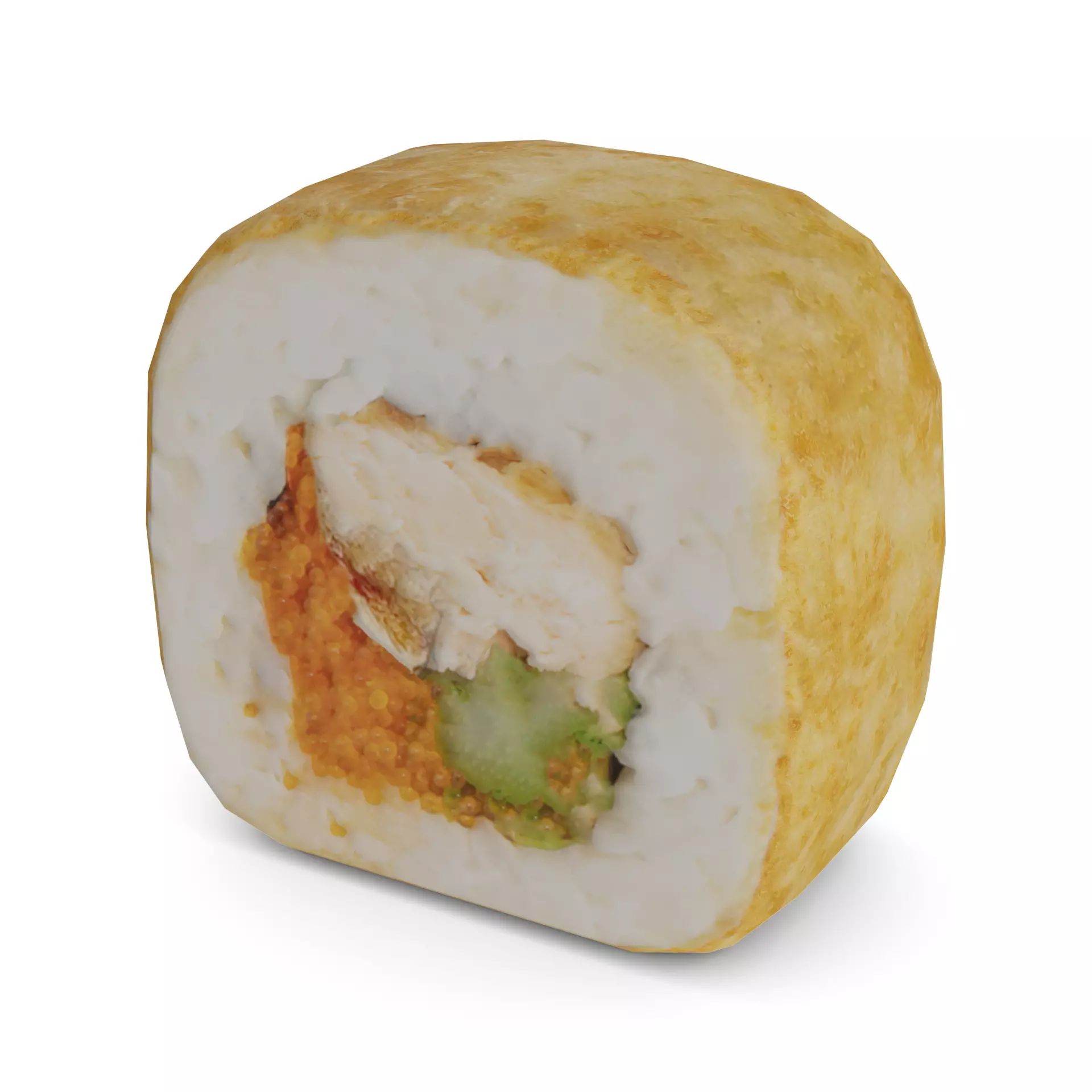 Sushi Fried salmon masago caviar eel teriyaki sauce Low-poly 3D model