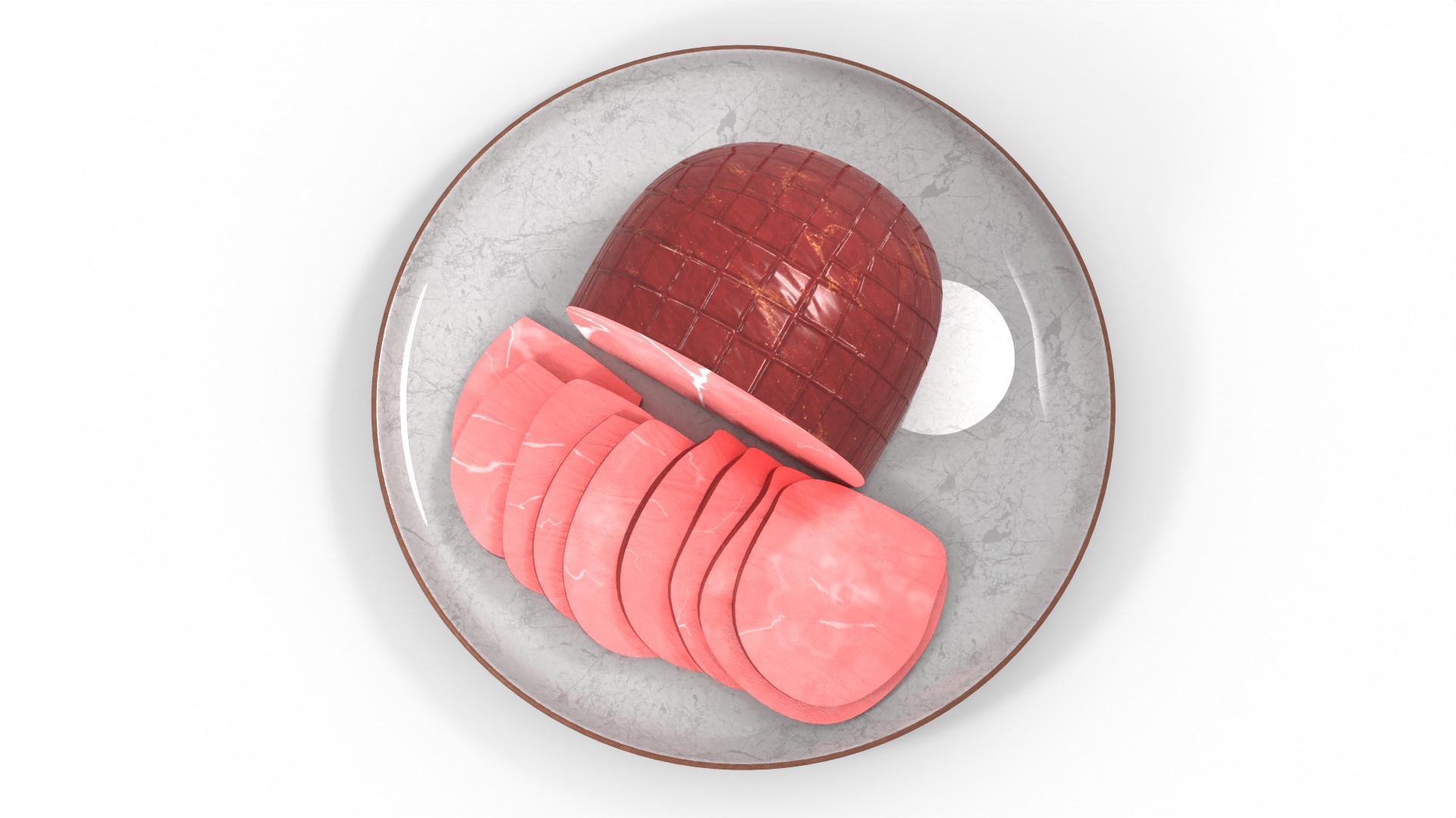 Meat snacks and cabanossi Honey Glazed Ham Slices Low-poly 3D model_6