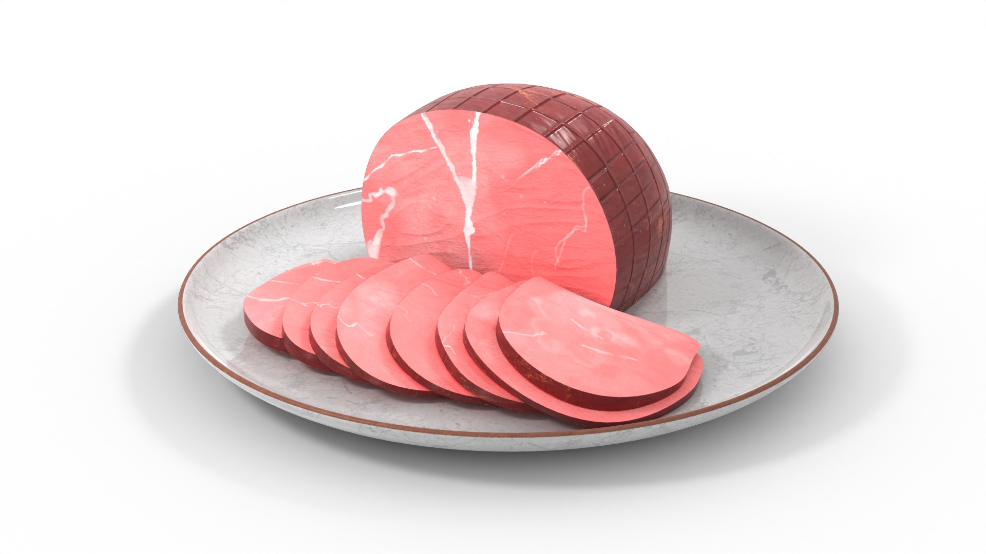 Meat snacks and cabanossi Honey Glazed Ham Slices Low-poly 3D model_2