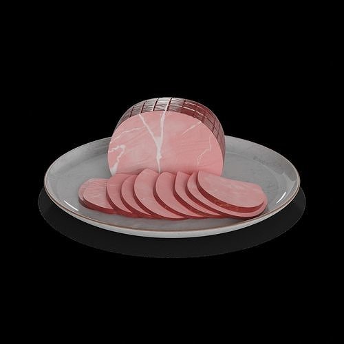 Meat snacks and cabanossi Honey Glazed Ham Slices Low-poly 3D model