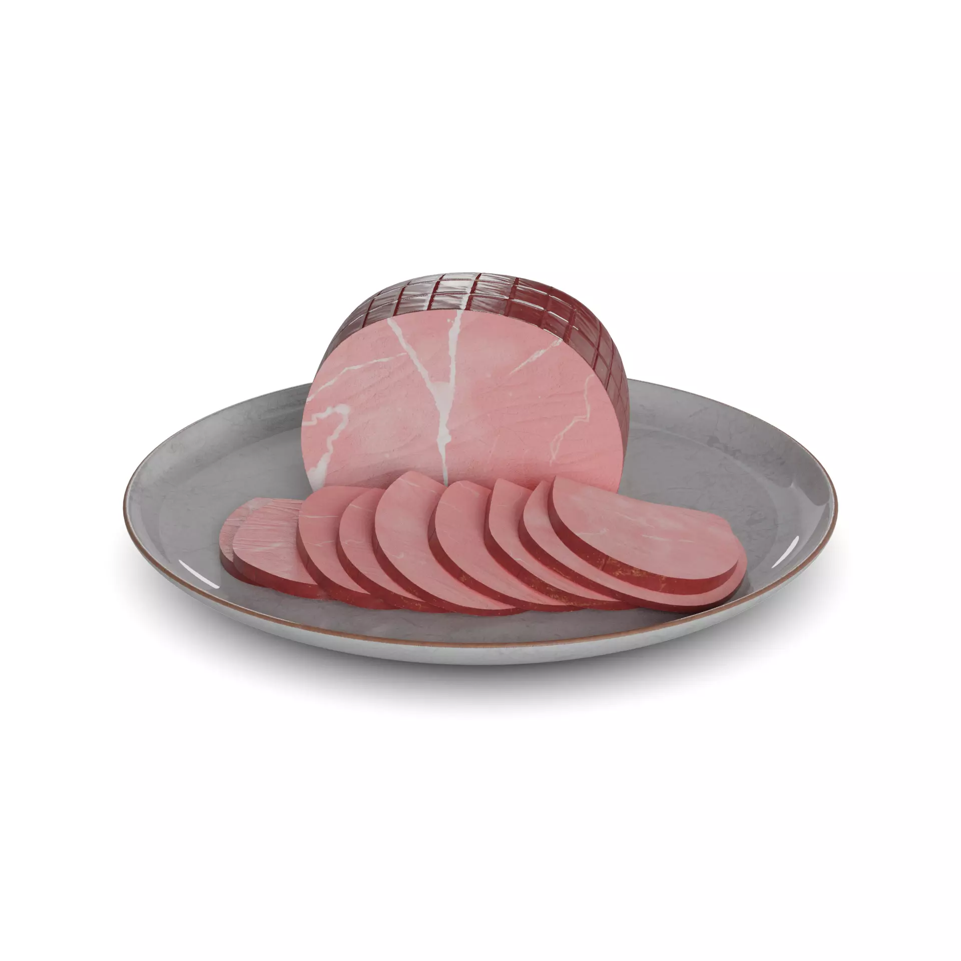 Meat snacks and cabanossi Honey Glazed Ham Slices Low-poly 3D model_0