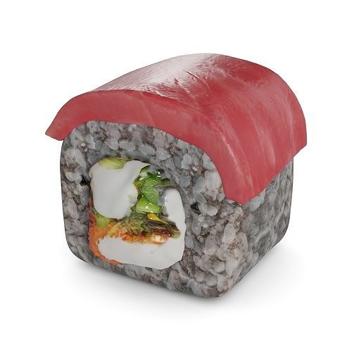 Sushi Tuna tiger prawn masago caviar wakame salad cream 3D model