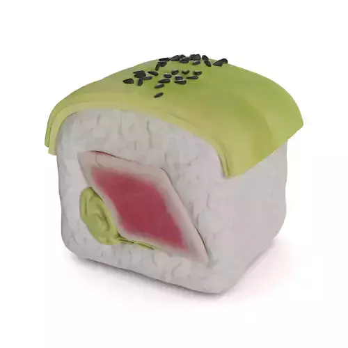 Sushi Seared tuna avocado onion leaves sesame seeds curry sauce Low-poly 3D model