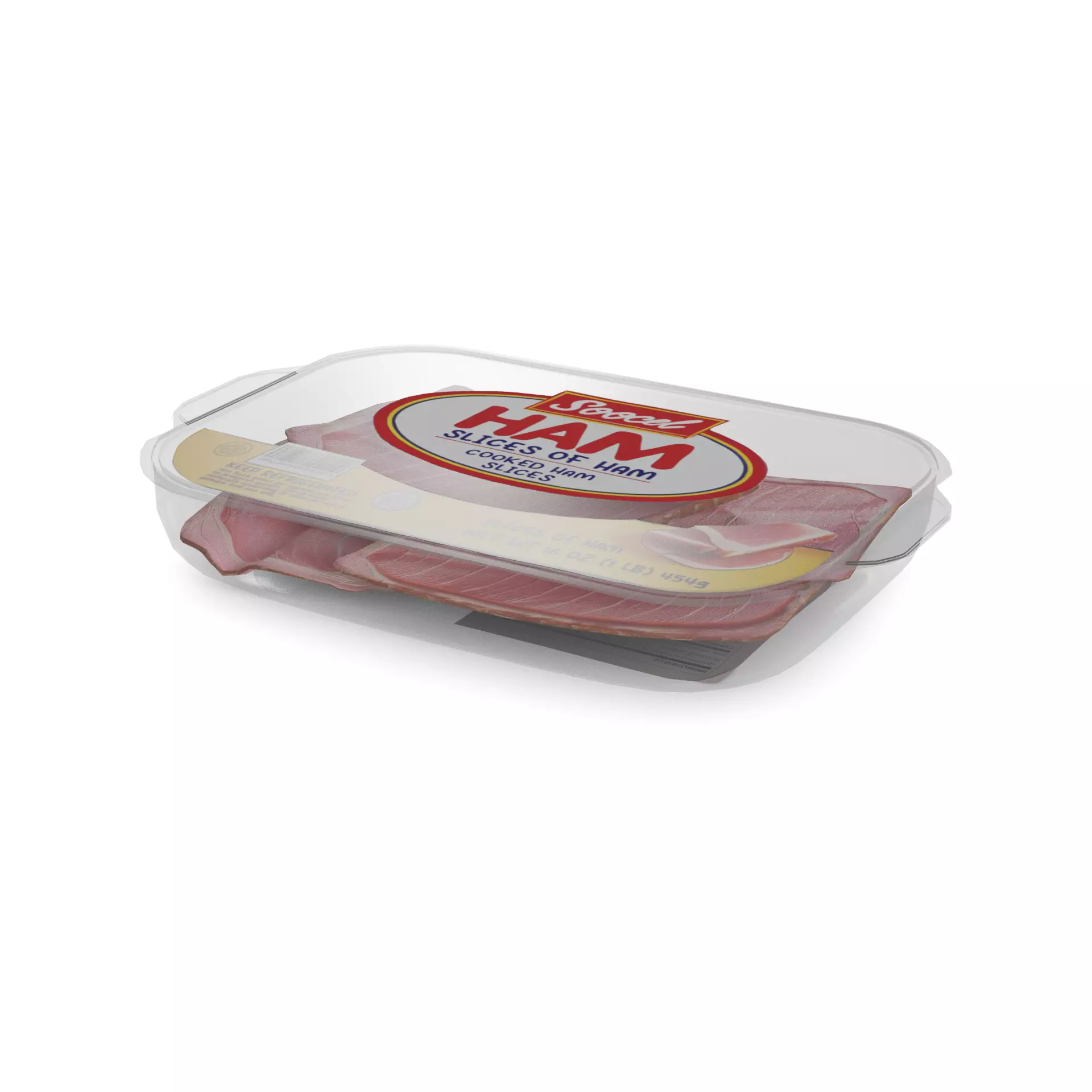 Deli sausages Cooked Ham Low-poly 3D model_0