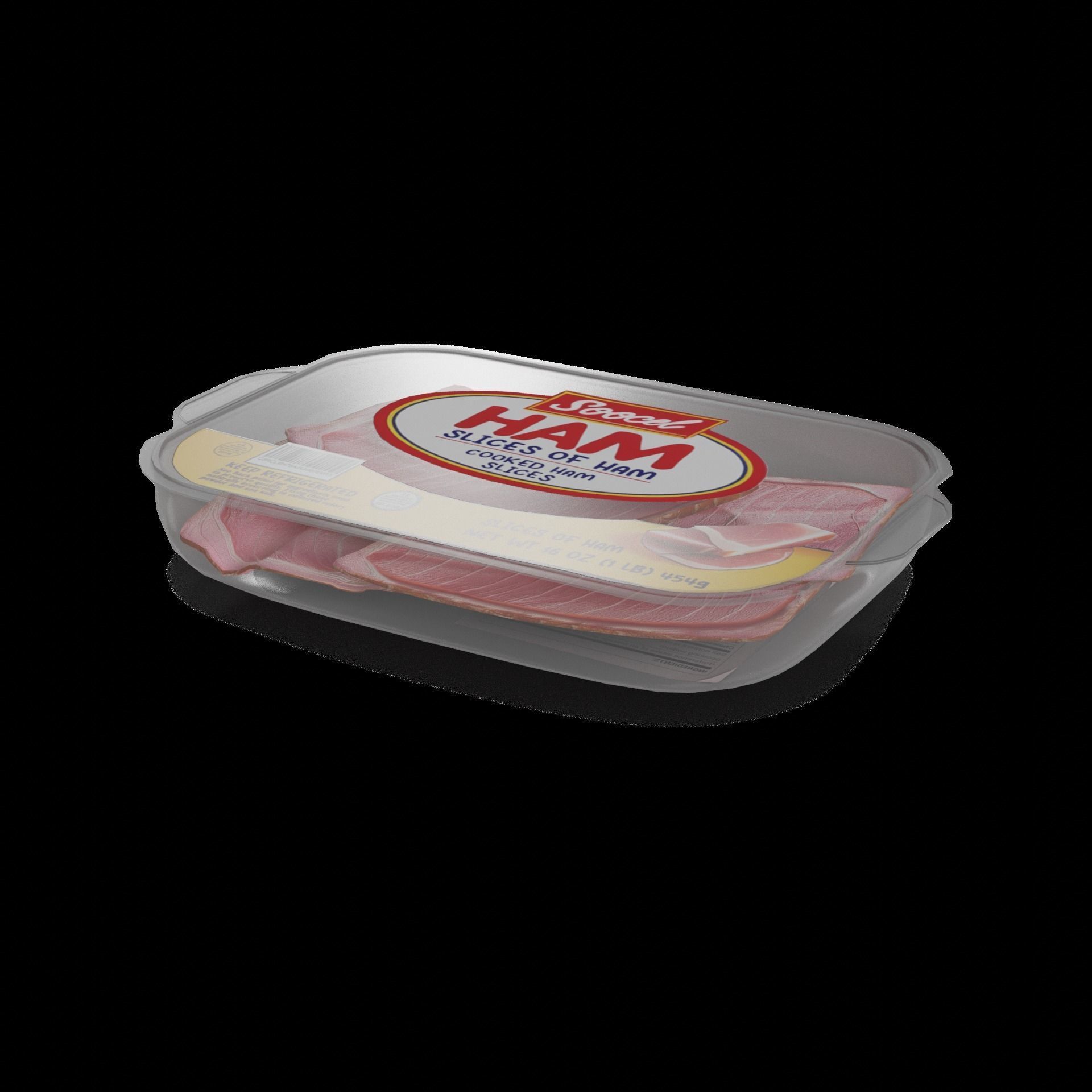 Deli sausages Cooked Ham Low-poly 3D model_1