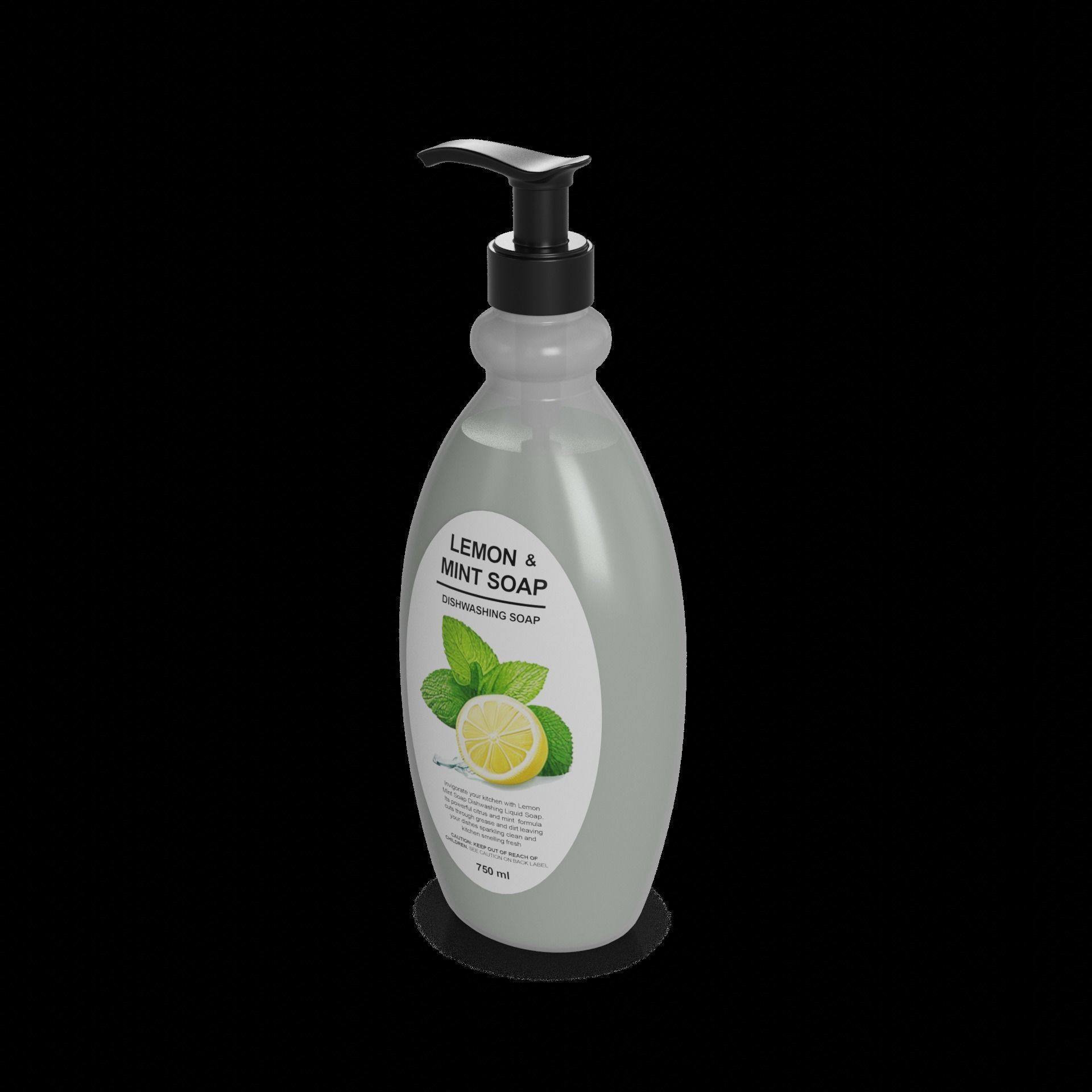 Washing up liquids Lemon and Mint Dish Soap Low-poly 3D model_1