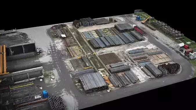 factory steel industrial storage drone photogrammetry