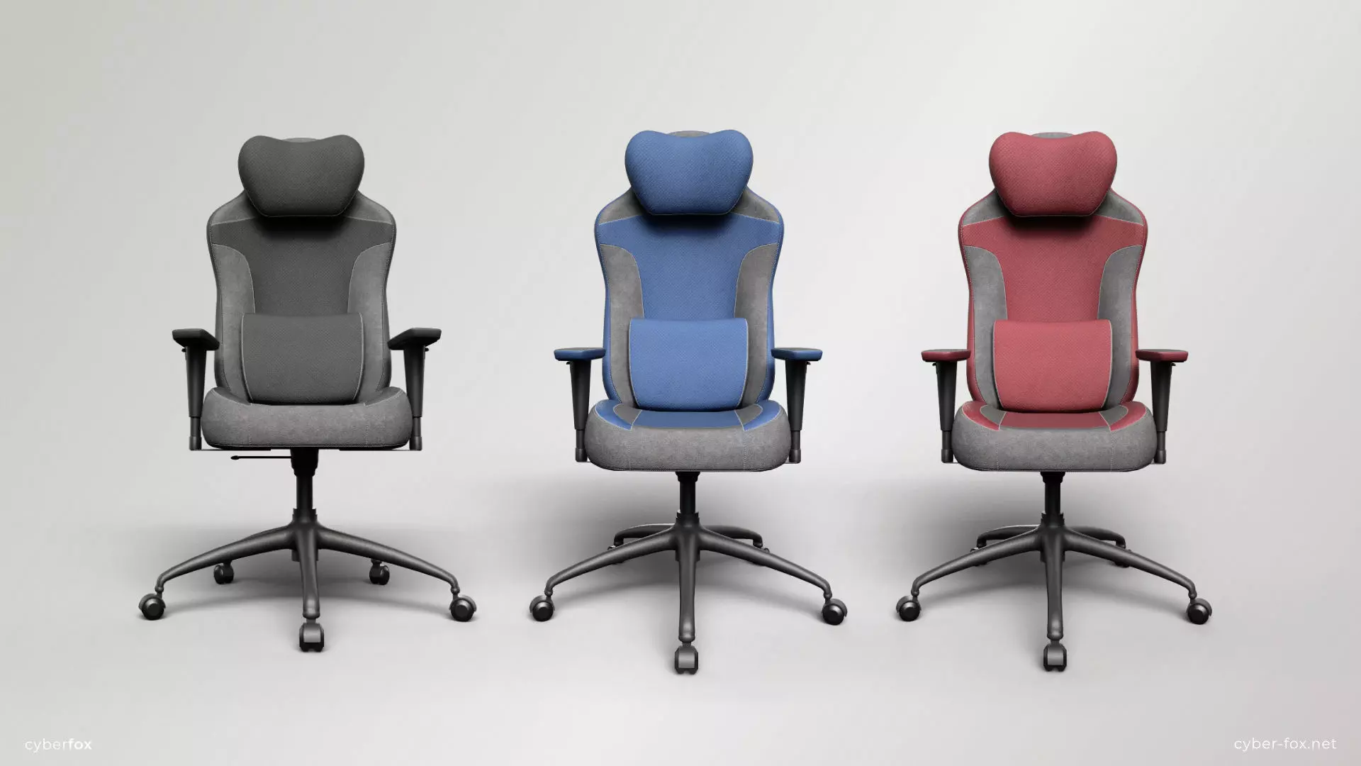 Gaming Chair In 3 Colors Low-poly 3D model_0