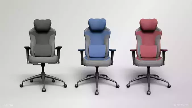 Gaming Chair In 3 Colors Low-poly 3D model