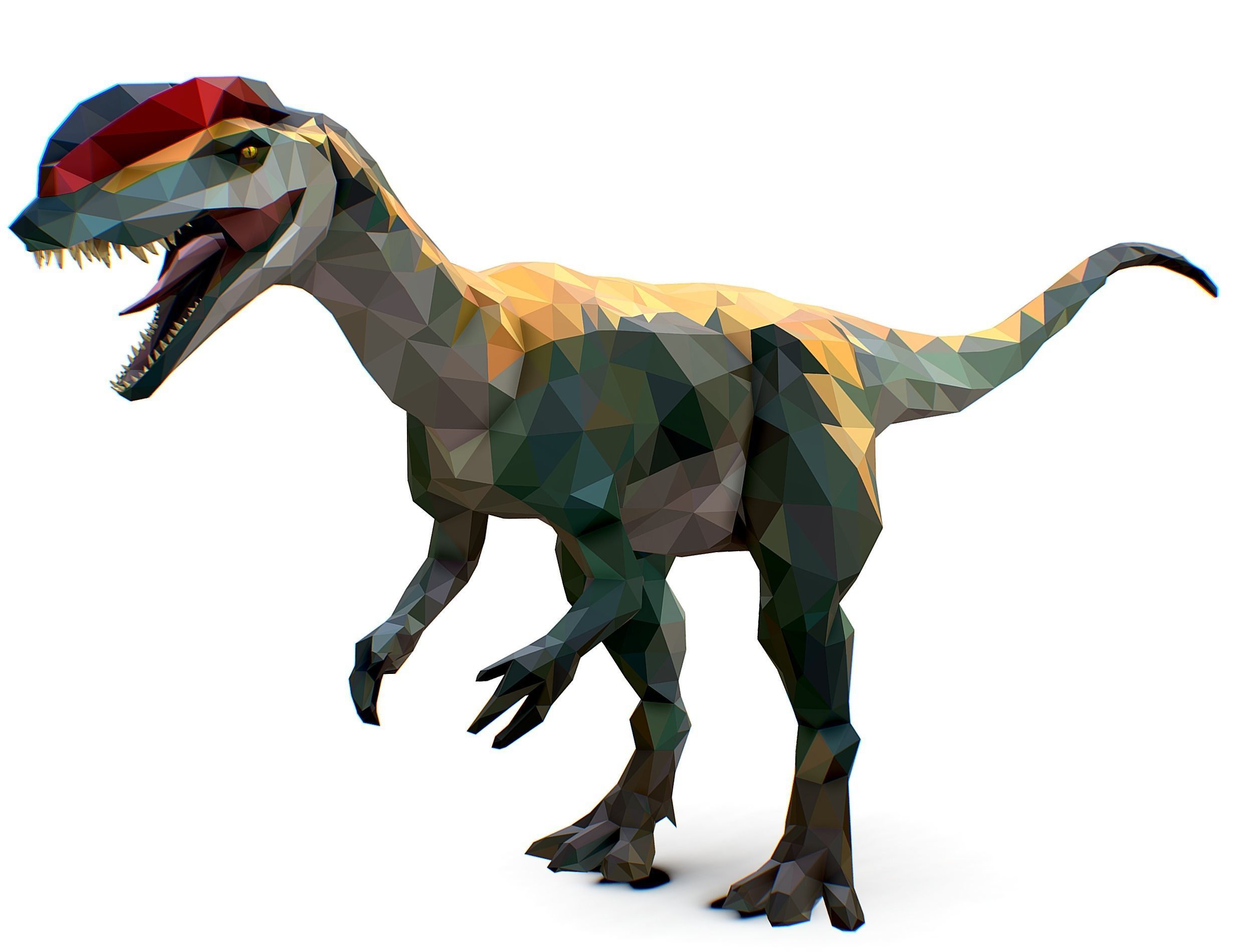 Dinosaur Dilo Lowpoly Art Style animal Low-poly 3D model_1