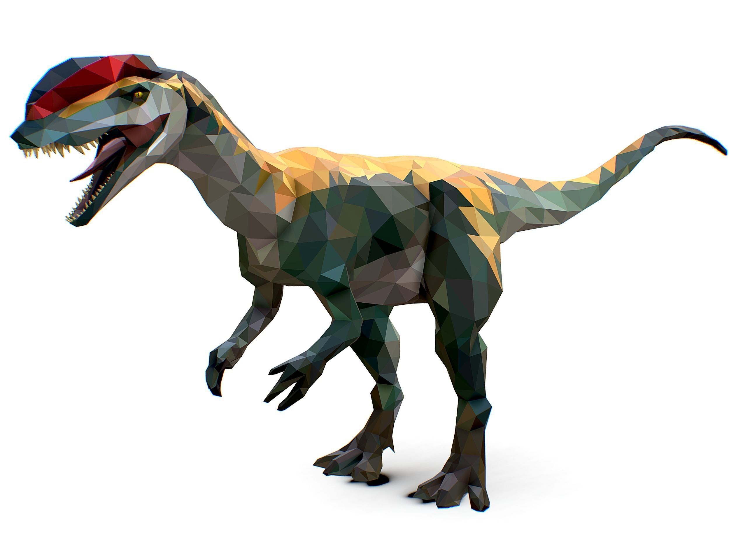 Dinosaur Dilo Lowpoly Art Style animal Low-poly 3D model_24