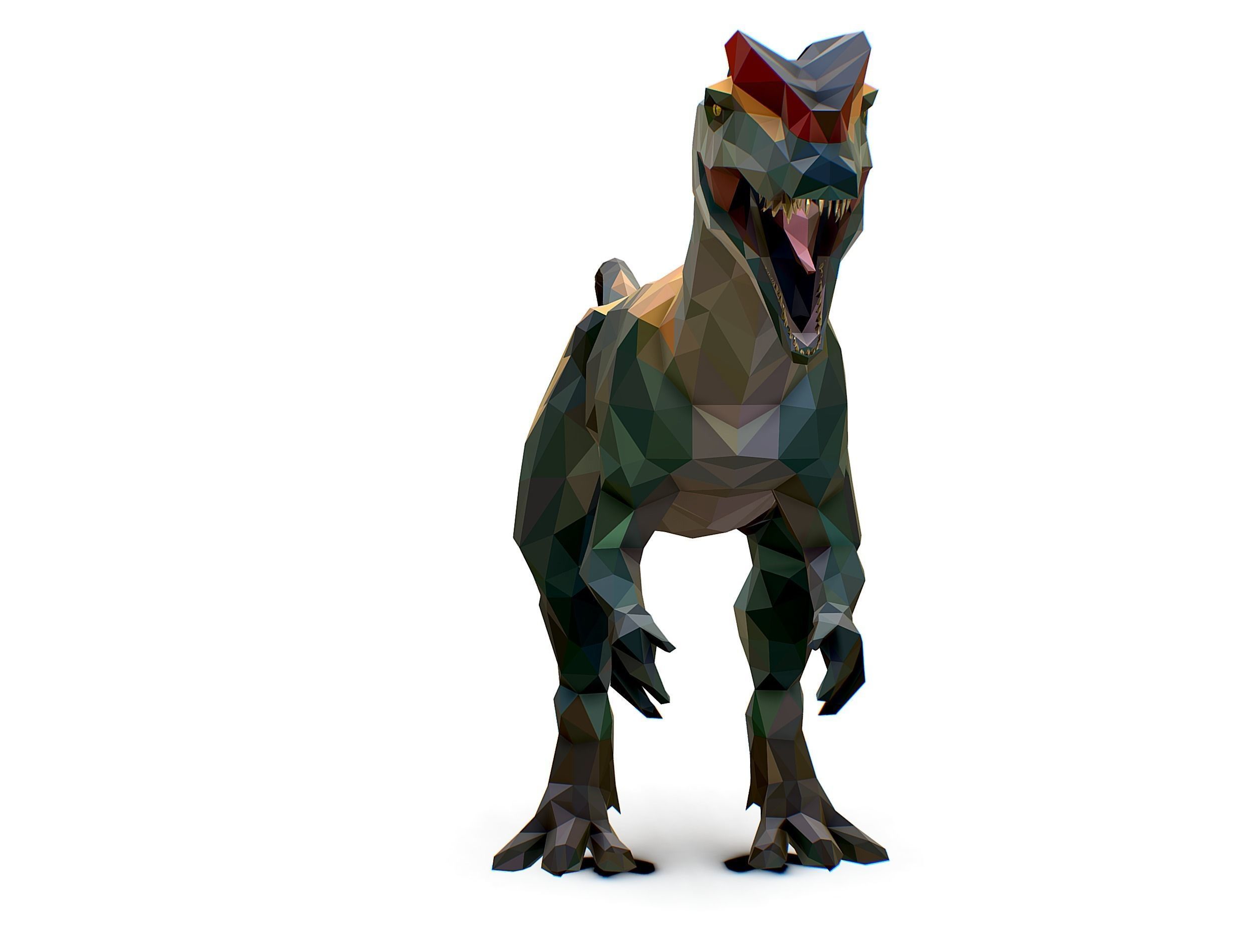 Dinosaur Dilo Lowpoly Art Style animal Low-poly 3D model_6