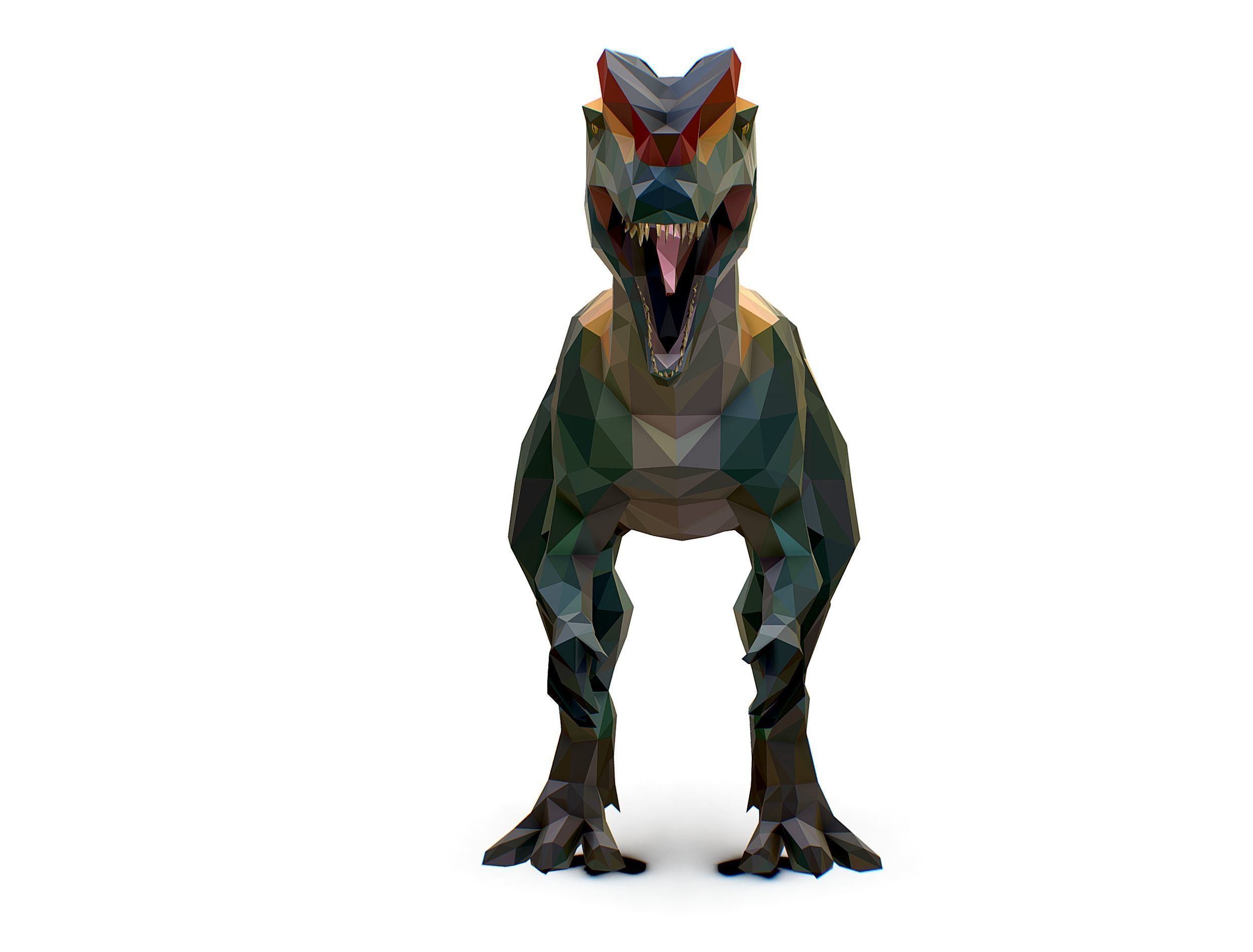 Dinosaur Dilo Lowpoly Art Style animal Low-poly 3D model_5