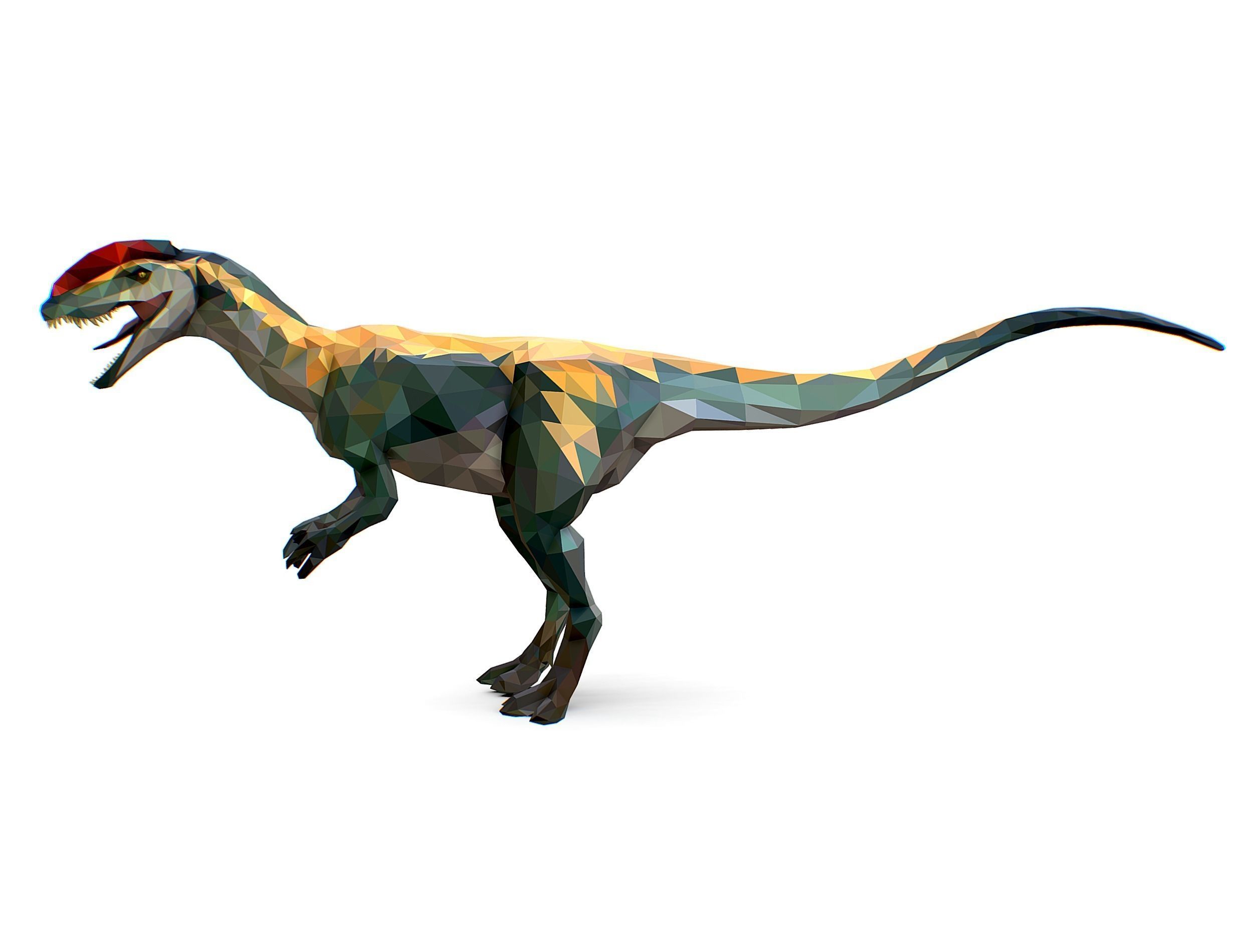 Dinosaur Dilo Lowpoly Art Style animal Low-poly 3D model_22