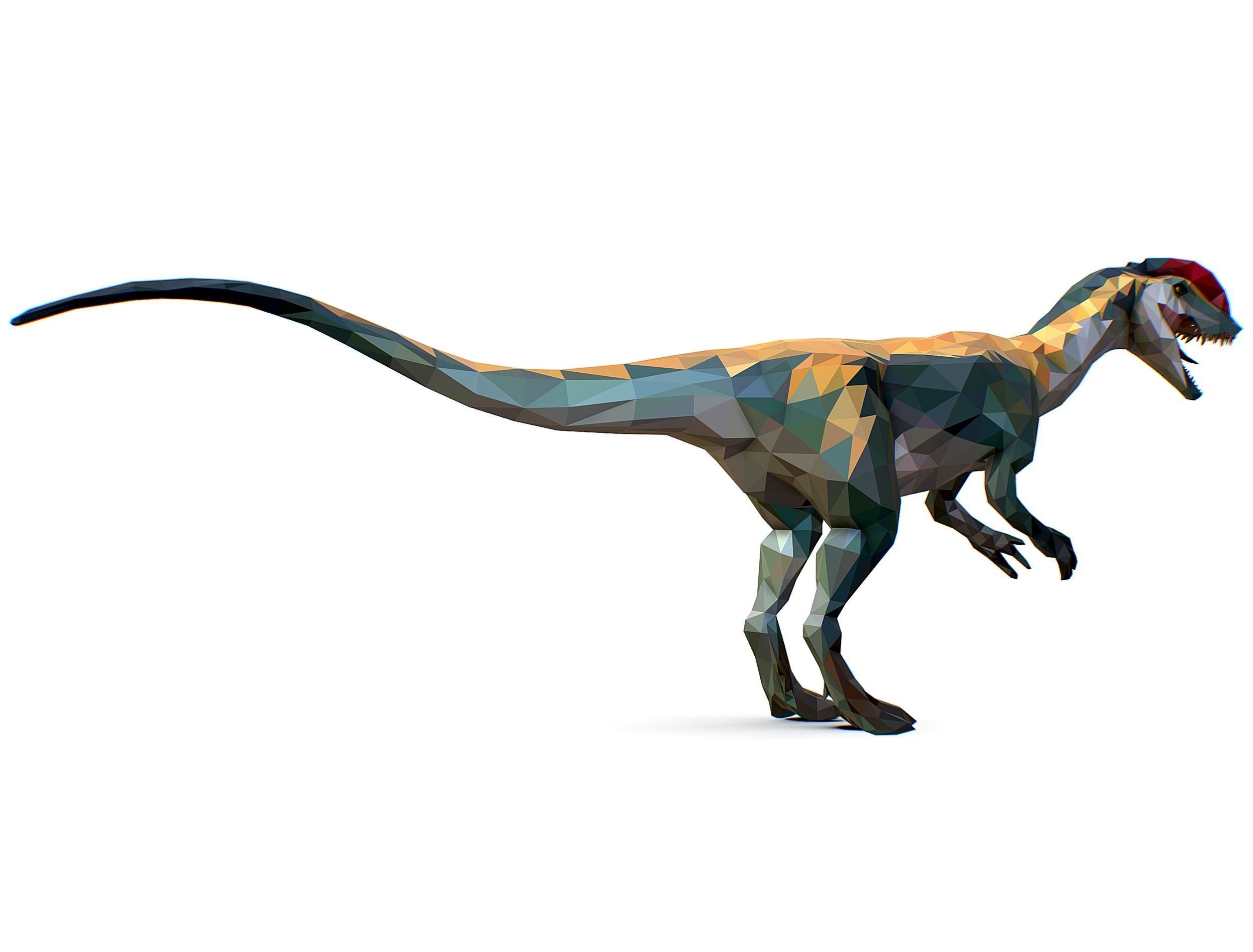 Dinosaur Dilo Lowpoly Art Style animal Low-poly 3D model_13