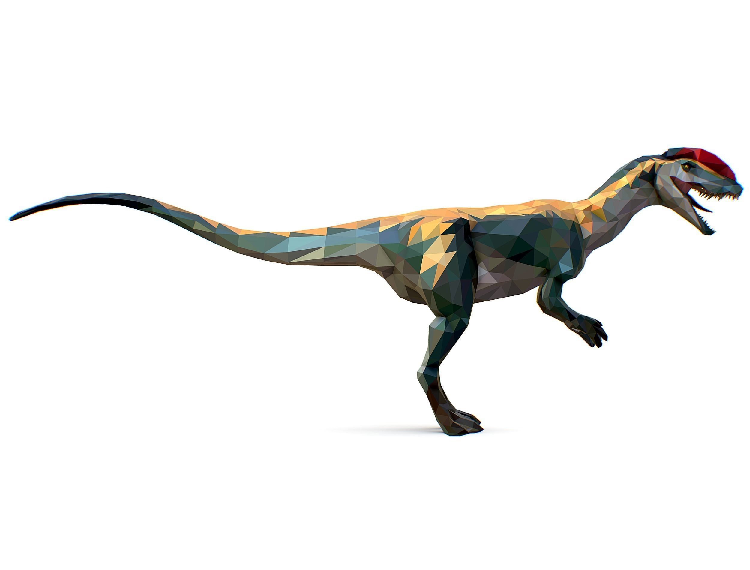 Dinosaur Dilo Lowpoly Art Style animal Low-poly 3D model_12