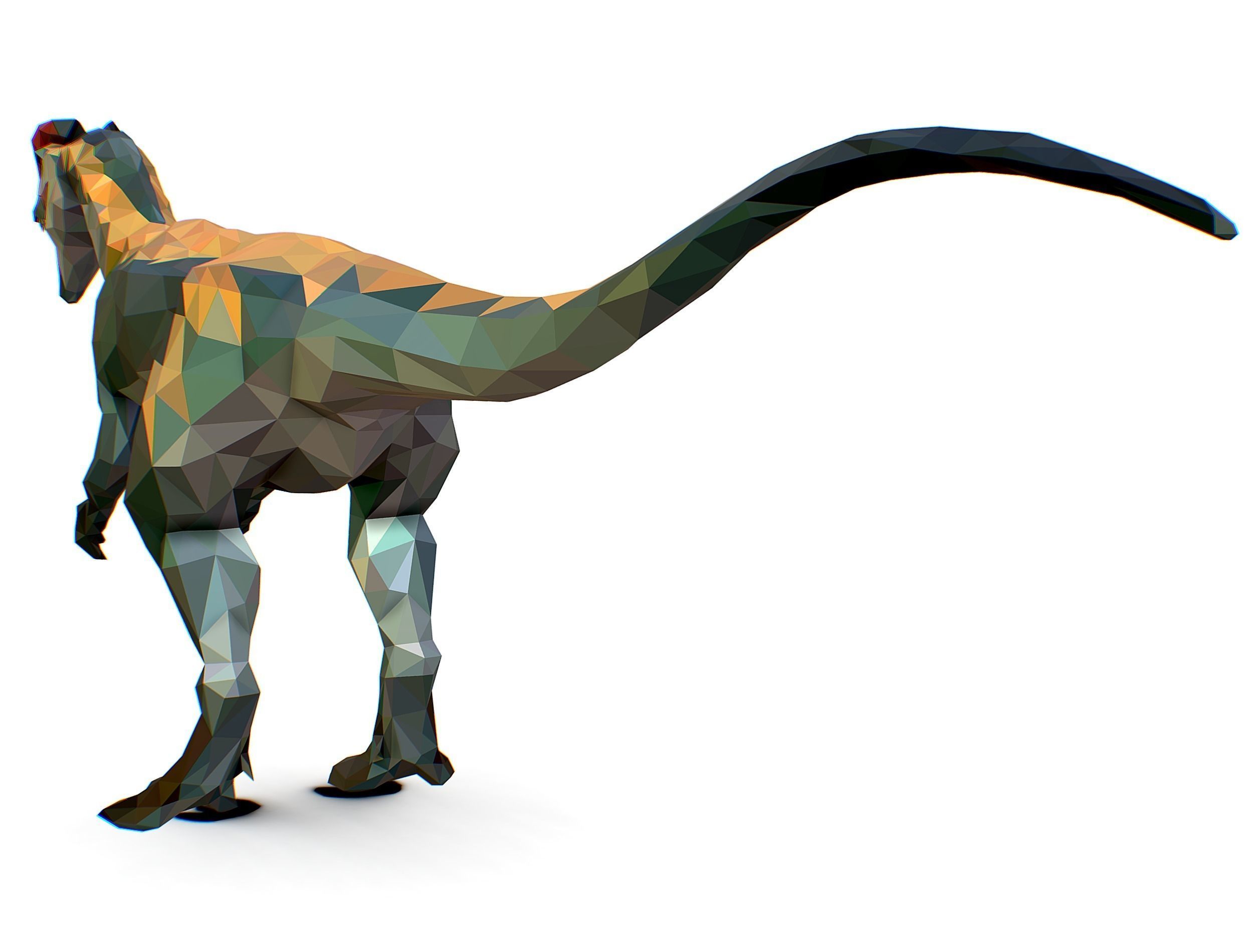 Dinosaur Dilo Lowpoly Art Style animal Low-poly 3D model_19