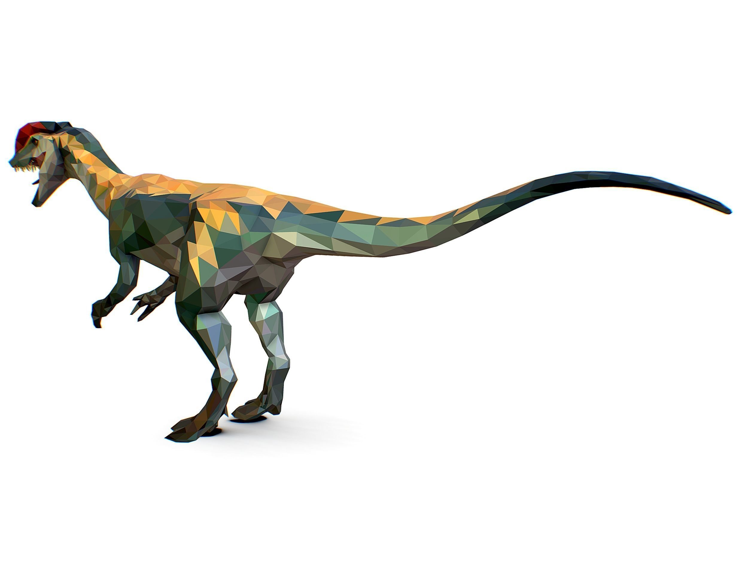 Dinosaur Dilo Lowpoly Art Style animal Low-poly 3D model_20
