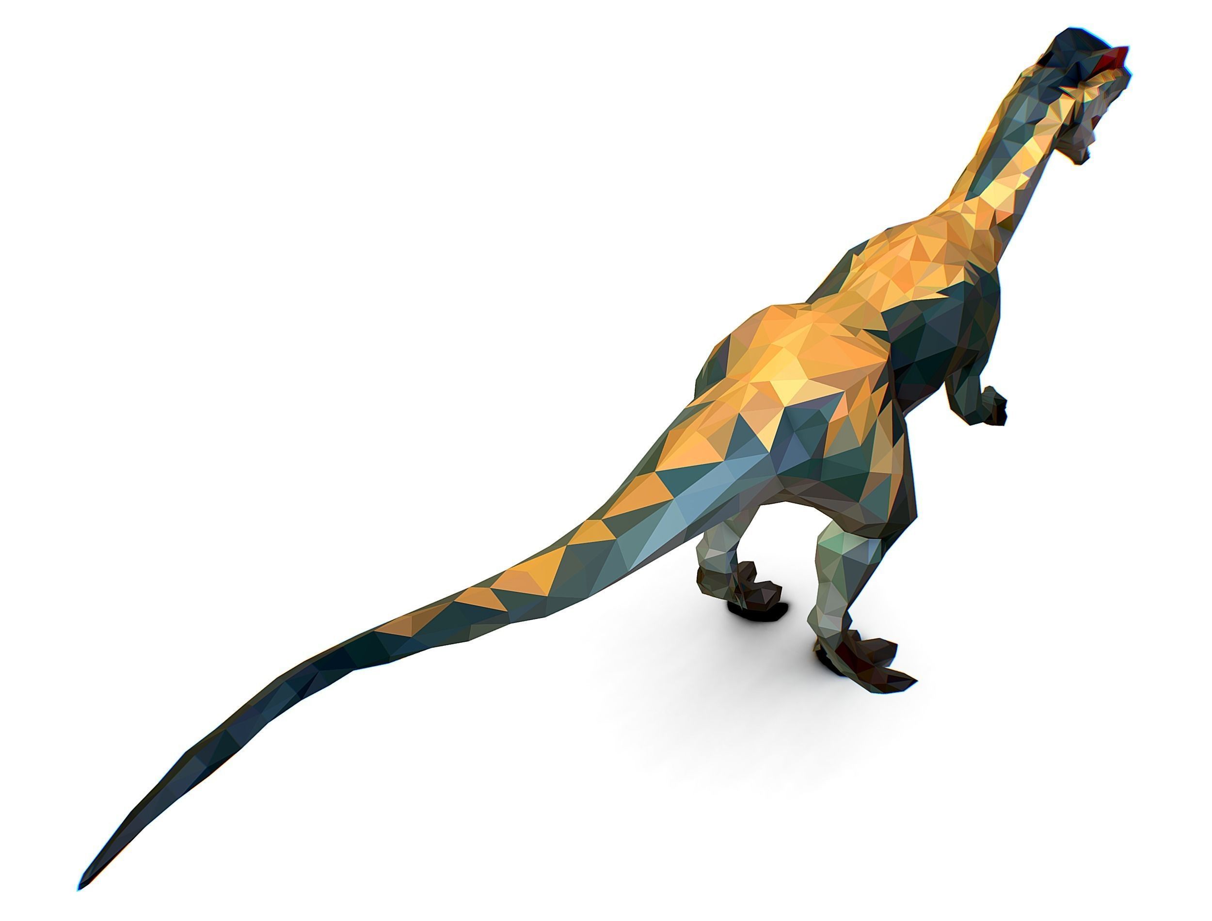Dinosaur Dilo Lowpoly Art Style animal Low-poly 3D model_27