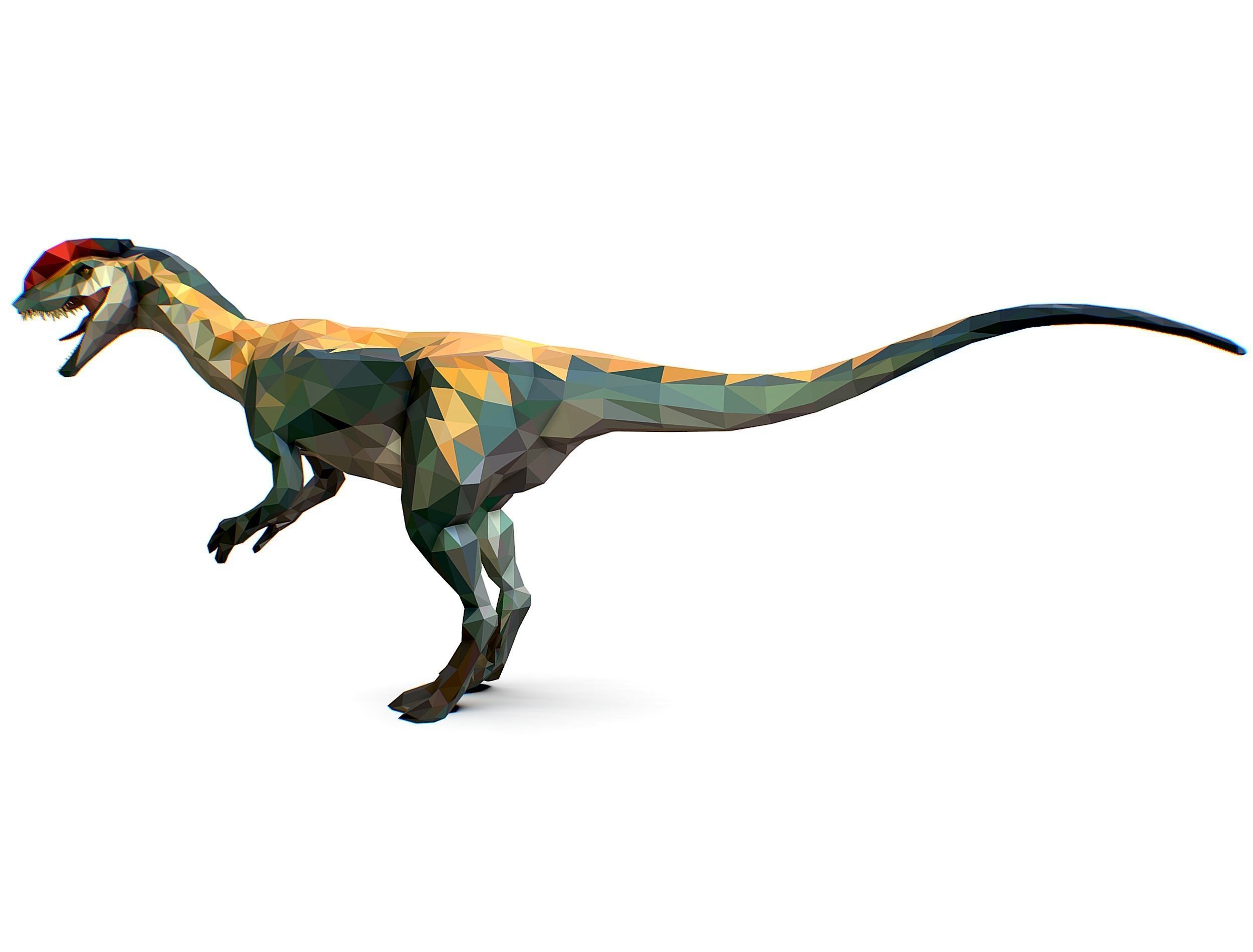 Dinosaur Dilo Lowpoly Art Style animal Low-poly 3D model_21