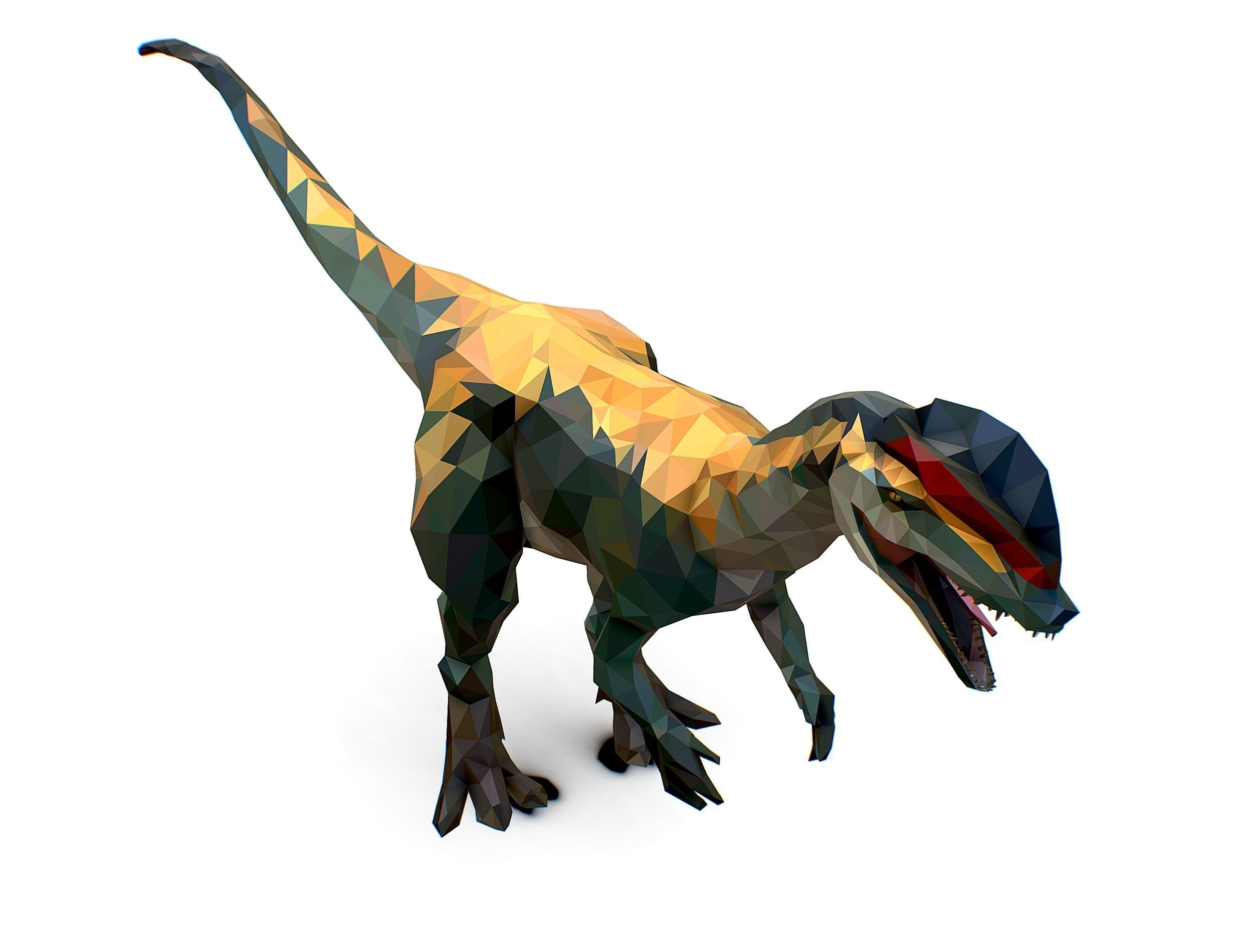 Dinosaur Dilo Lowpoly Art Style animal Low-poly 3D model_26