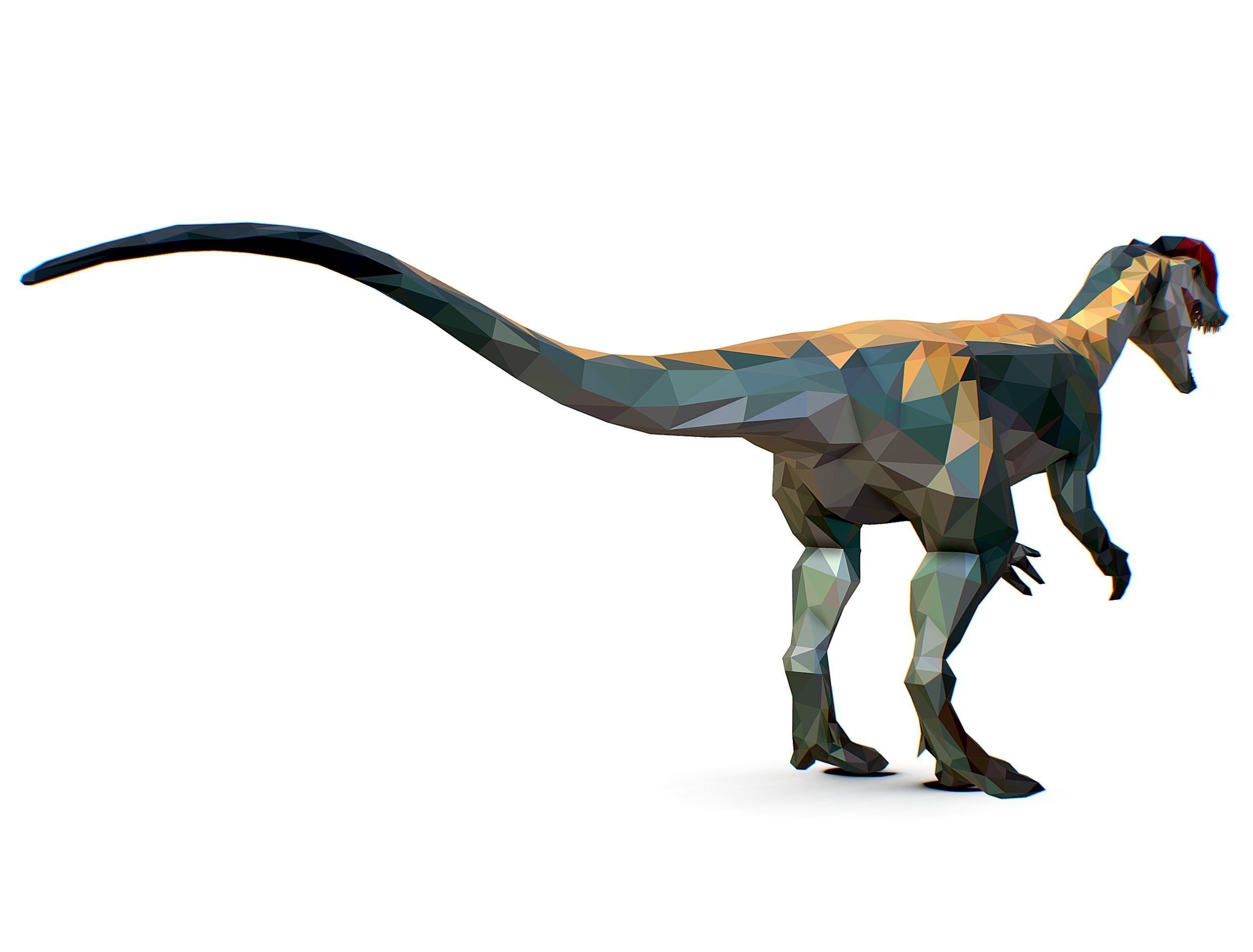 Dinosaur Dilo Lowpoly Art Style animal Low-poly 3D model_14