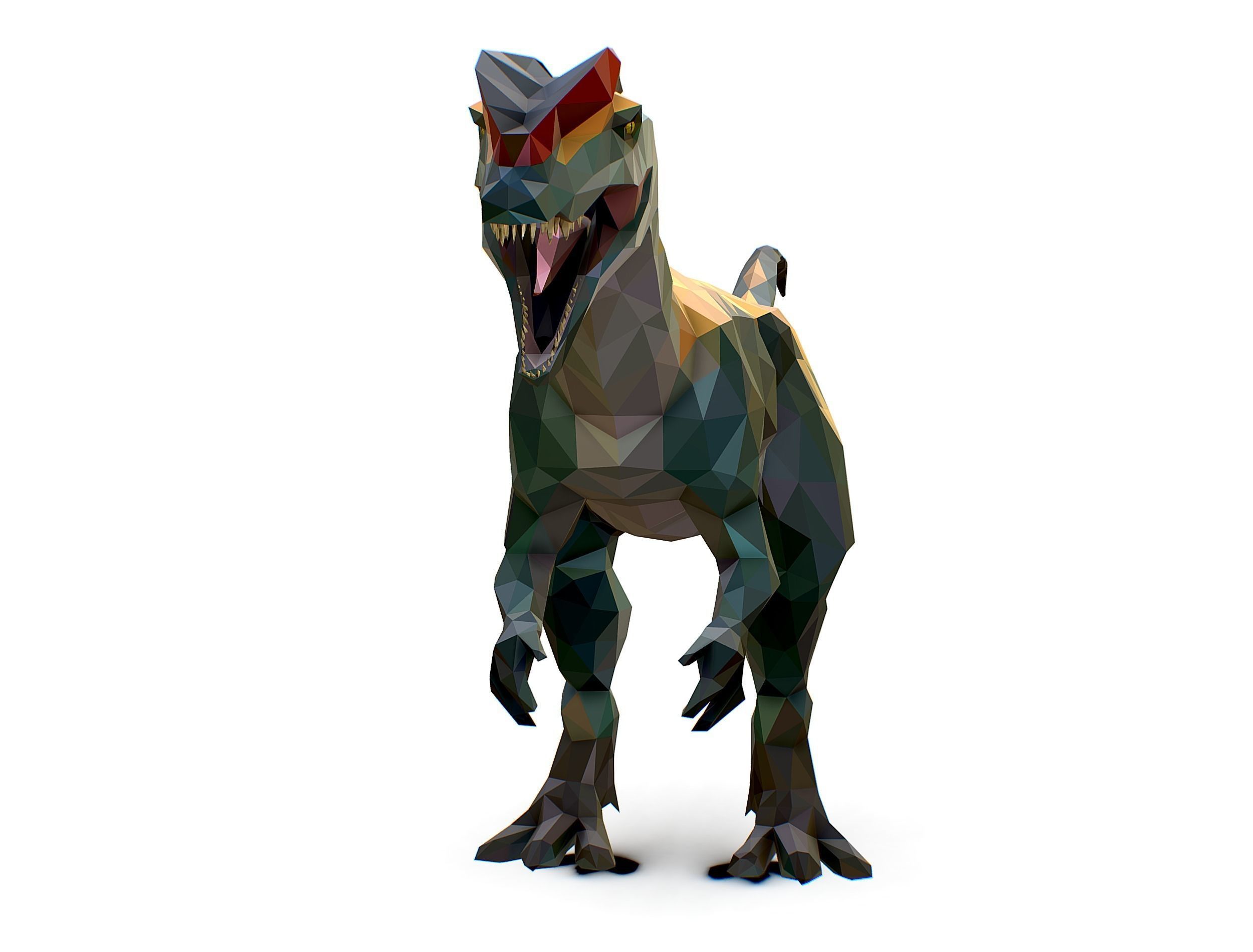 Dinosaur Dilo Lowpoly Art Style animal Low-poly 3D model_4