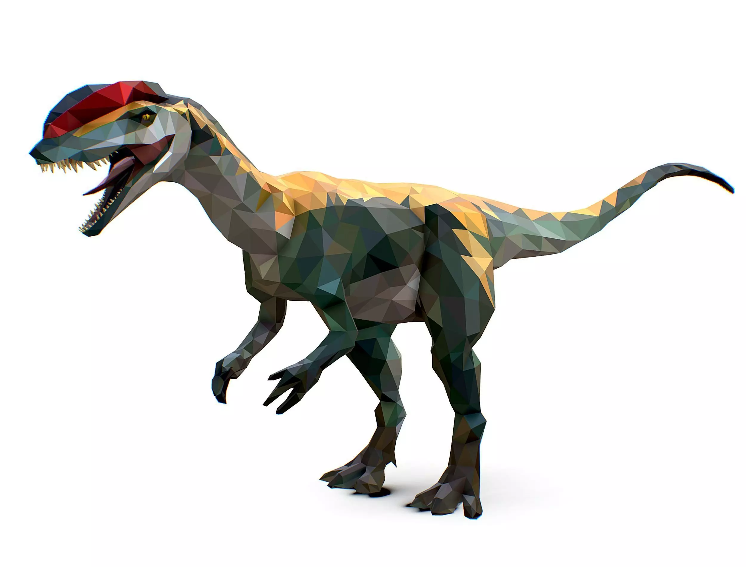 Dinosaur Dilo Lowpoly Art Style animal Low-poly 3D model_0