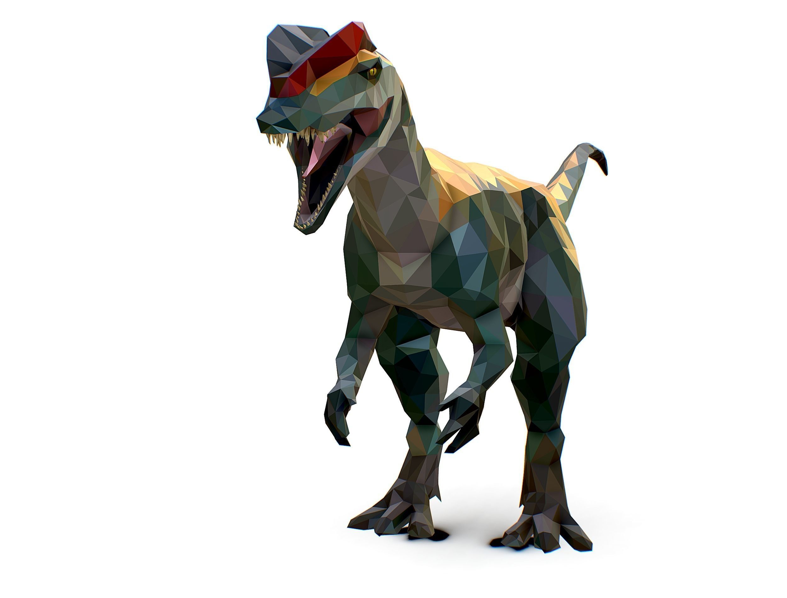 Dinosaur Dilo Lowpoly Art Style animal Low-poly 3D model_3