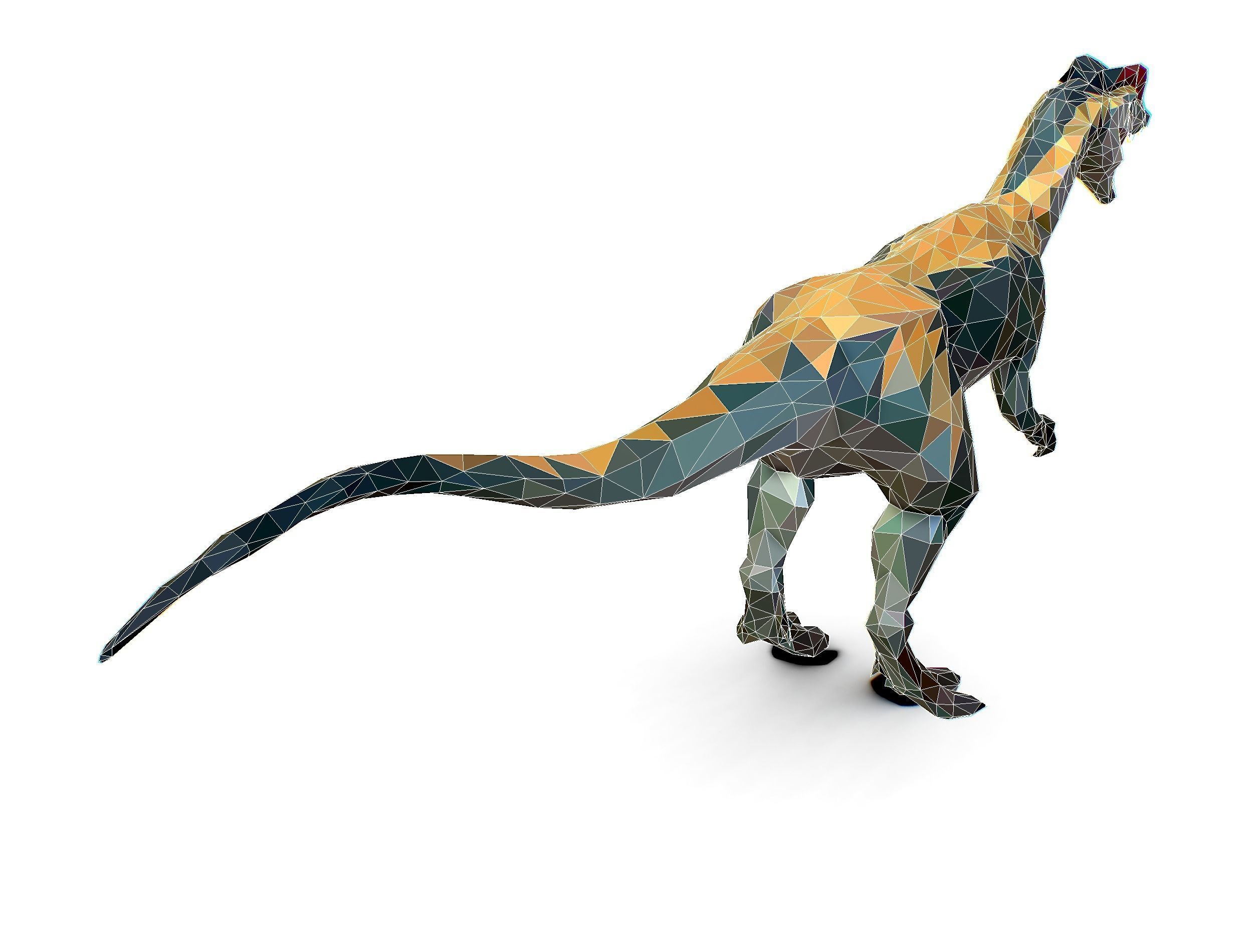 Dinosaur Dilo Lowpoly Art Style animal Low-poly 3D model_31