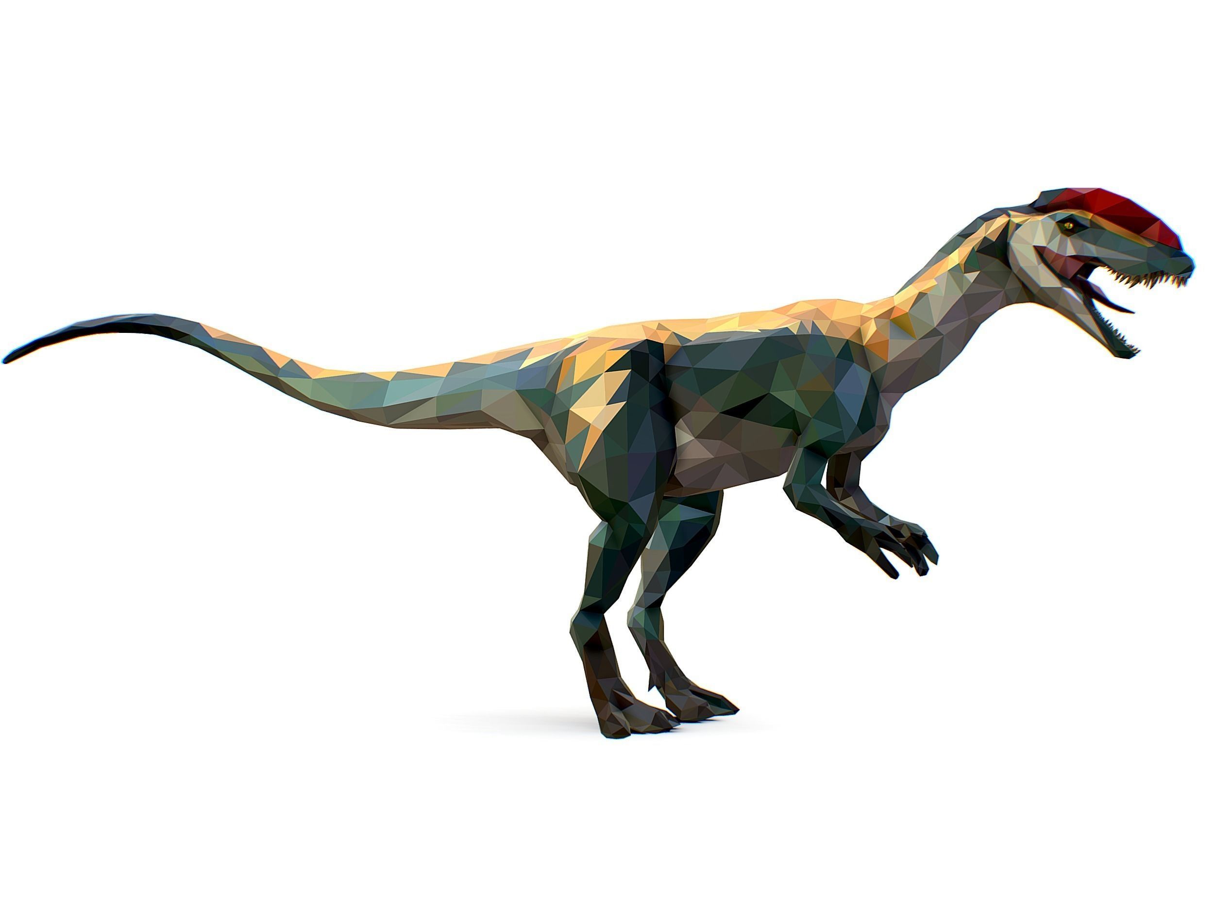 Dinosaur Dilo Lowpoly Art Style animal Low-poly 3D model_11