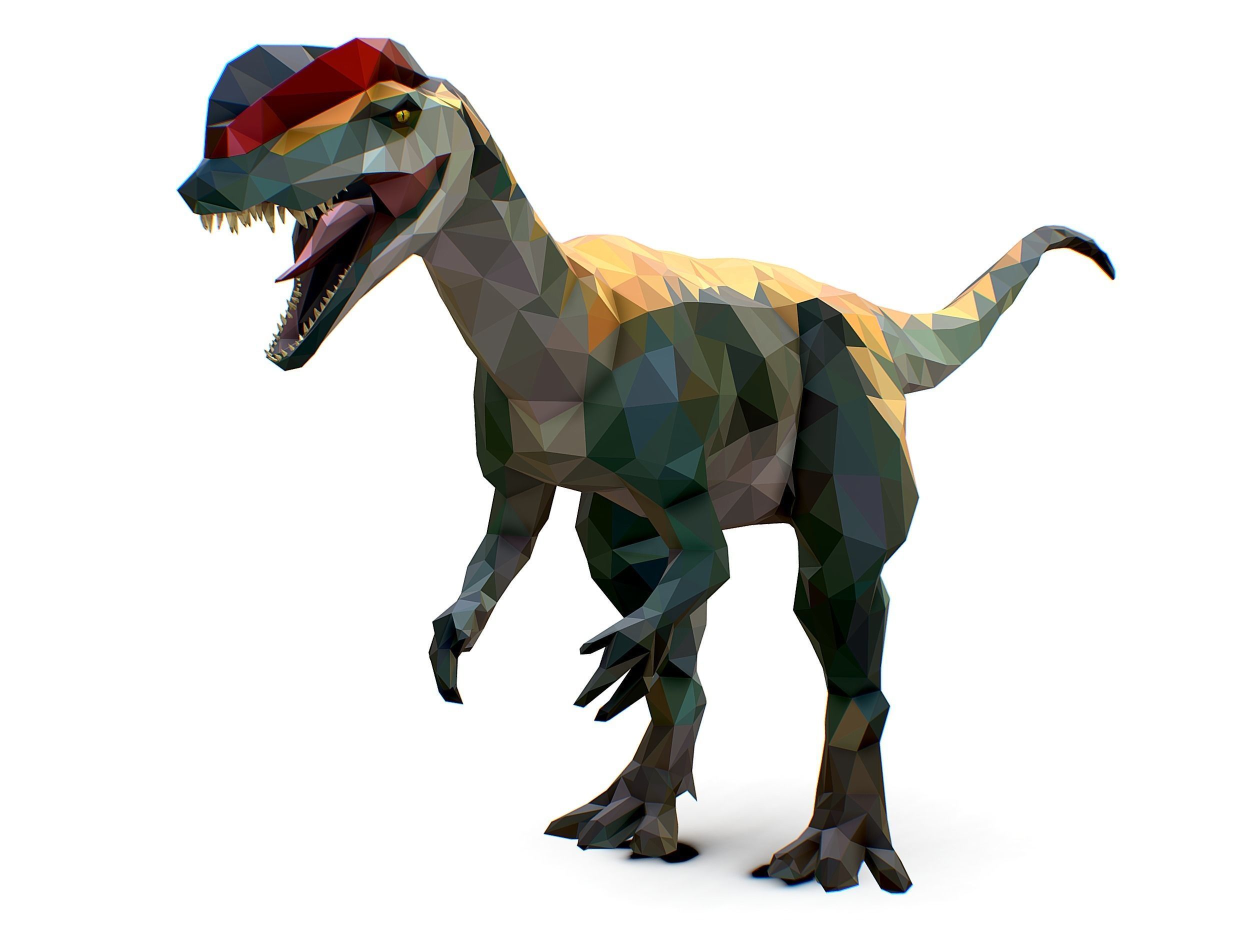 Dinosaur Dilo Lowpoly Art Style animal Low-poly 3D model_2