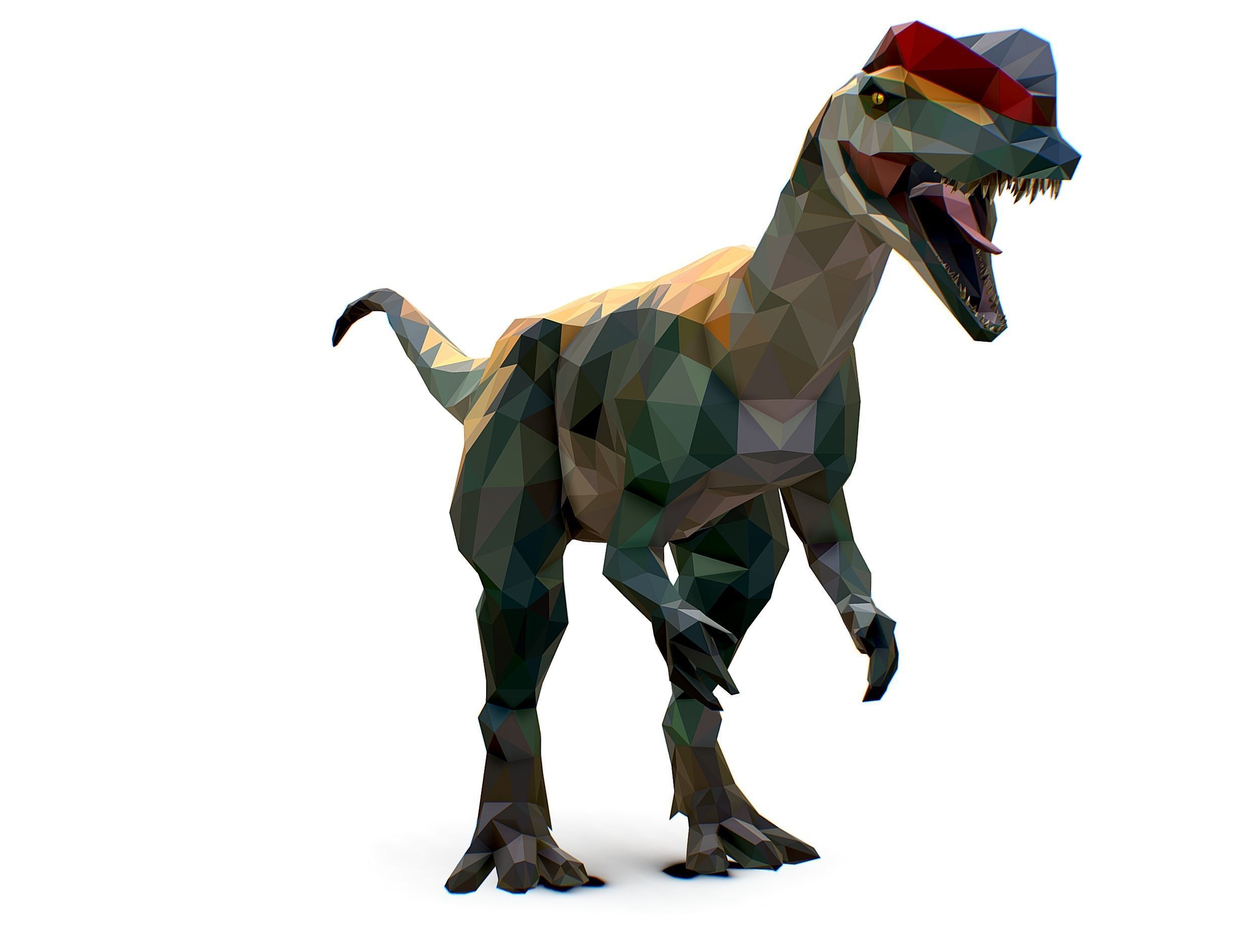 Dinosaur Dilo Lowpoly Art Style animal Low-poly 3D model_8