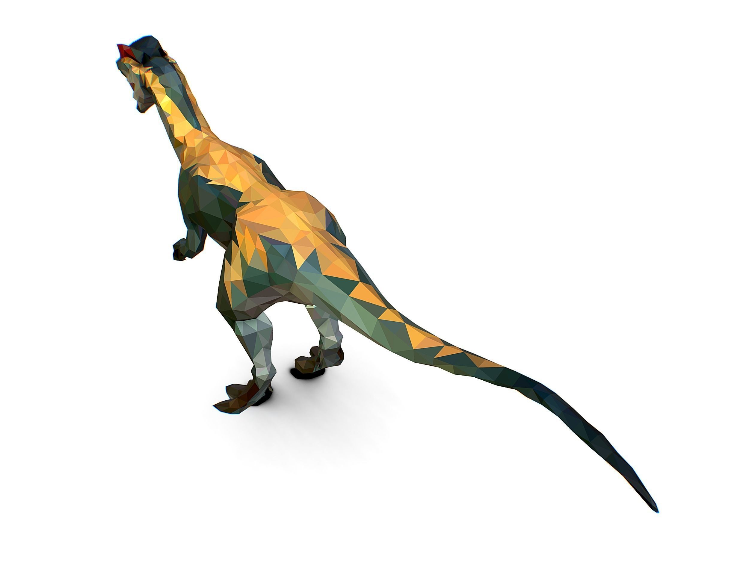 Dinosaur Dilo Lowpoly Art Style animal Low-poly 3D model_28