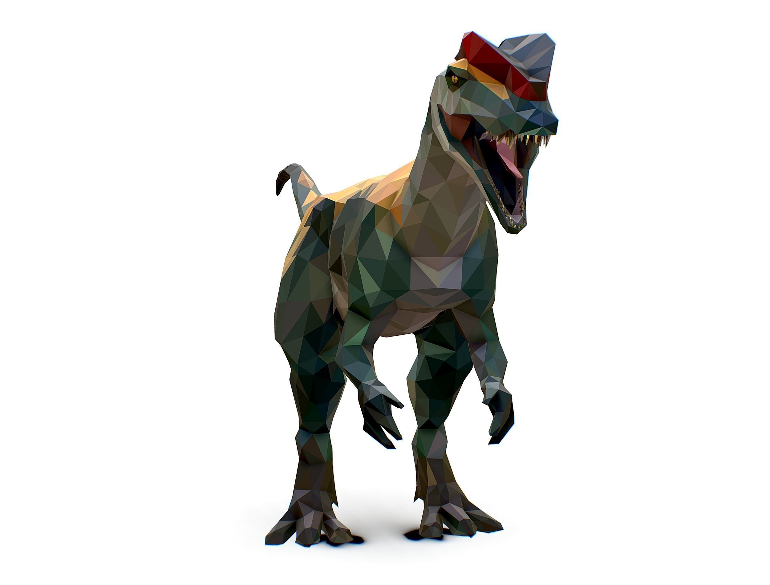 Dinosaur Dilo Lowpoly Art Style animal Low-poly 3D model_7