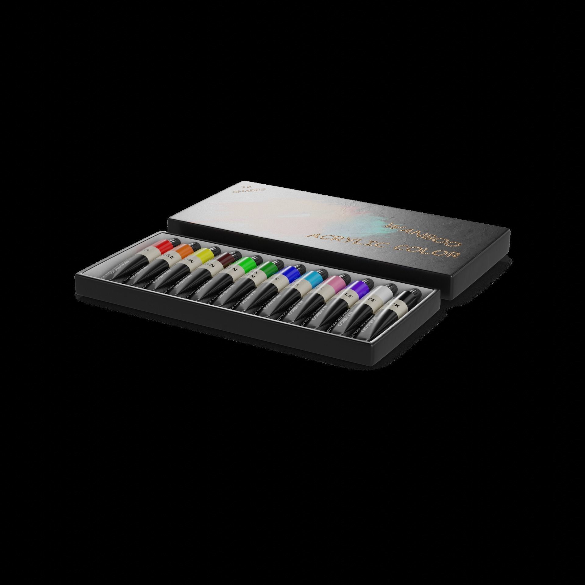 Art and drawing supplies Acrylic Paint Set 3D model_1