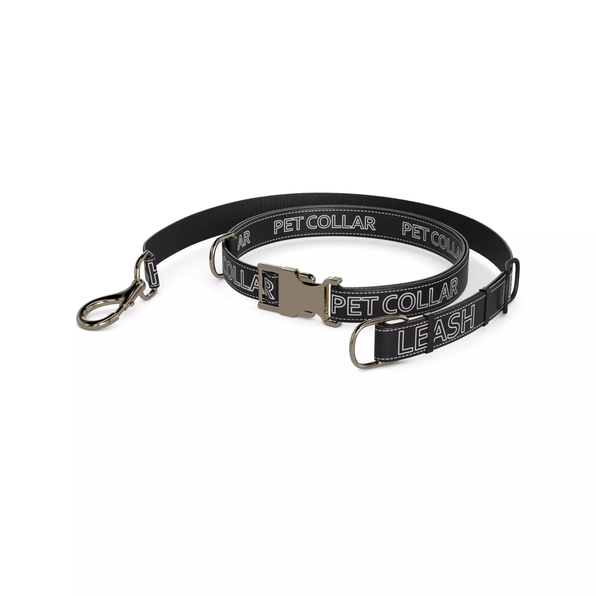 Animal accessories Pet Collar and Leash Set Low-poly 3D model_0