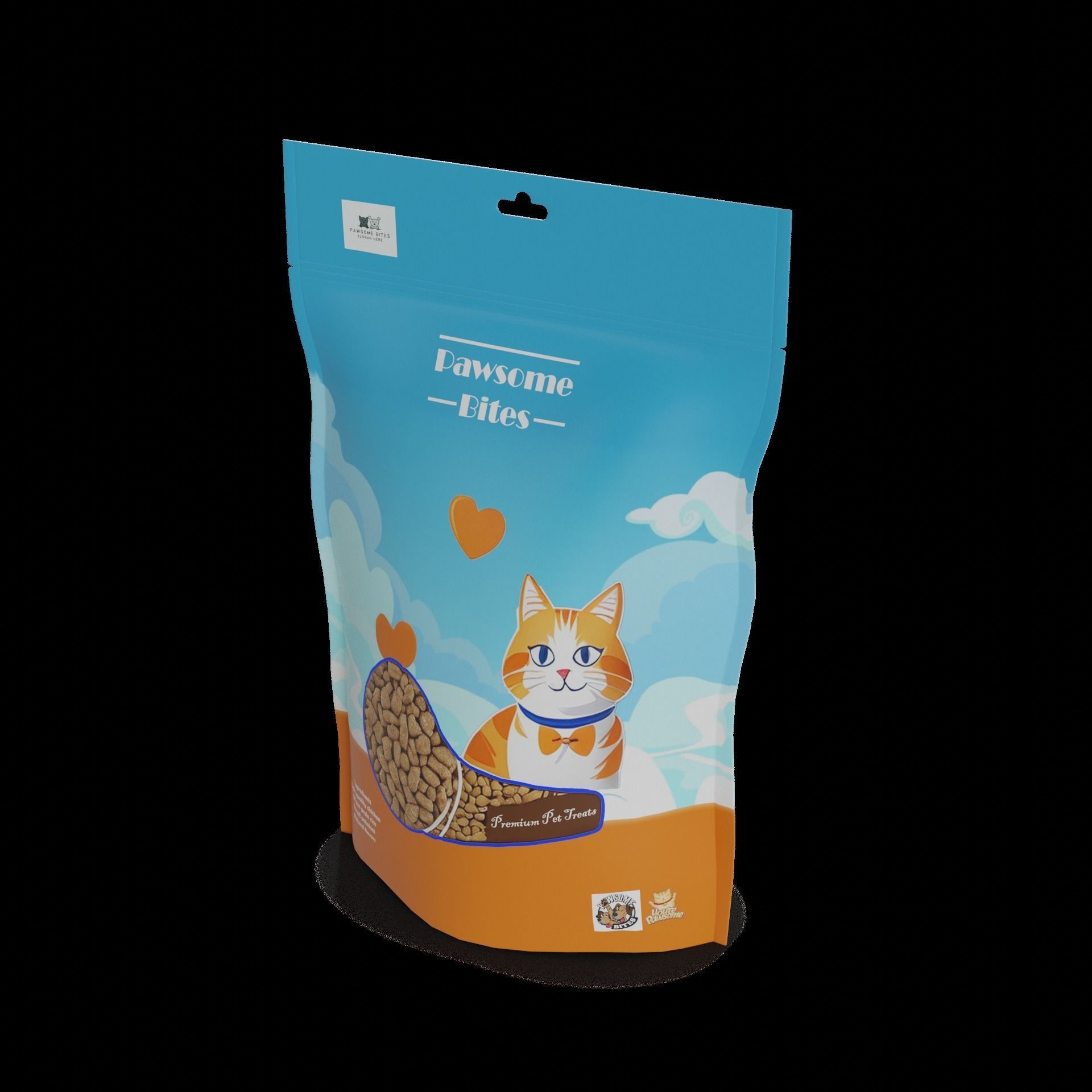 Dry cat food Pawsome Bites Low-poly 3D model_1