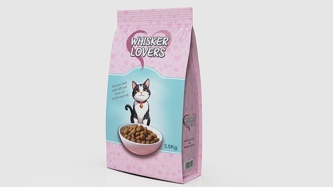 Dry cat food Whisker Lovers Low-poly 3D model