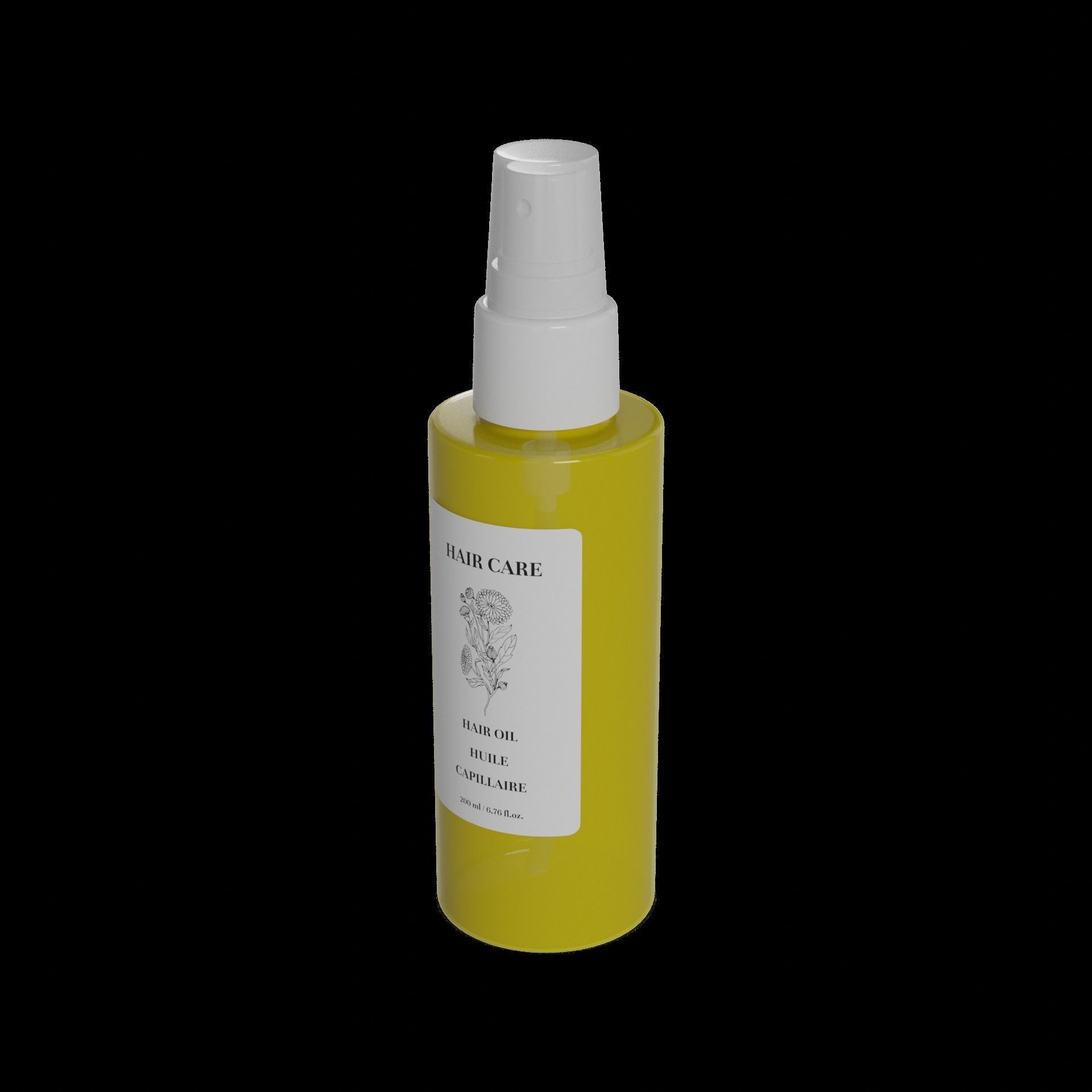 Hair masks serums and oils Hair Oil Low-poly 3D model_1