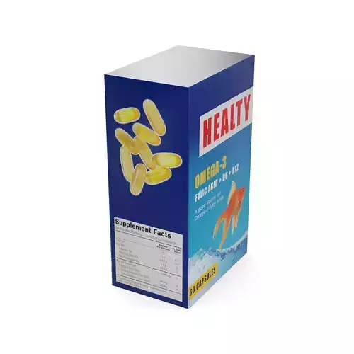 Nutritional supplements Omega-3 Fish Oil Capsules Low-poly 3D model