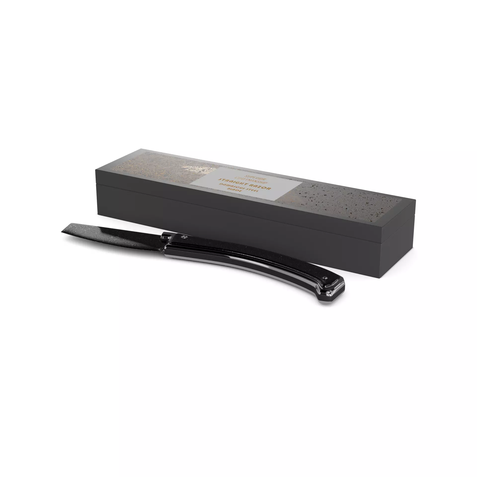 Razors Straight Razor with Damascus Steel Blade Low-poly 3D model