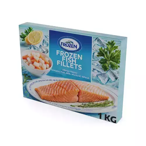 Frozen seafood Frozen Fish Fillets Low-poly 3D model