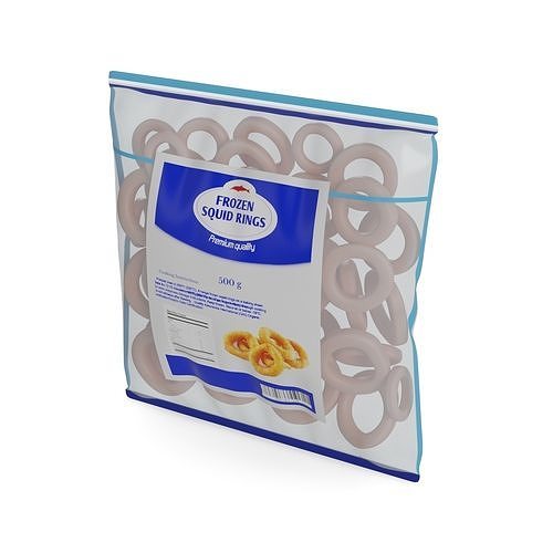 Frozen seafood Frozen Squid Rings 3D model