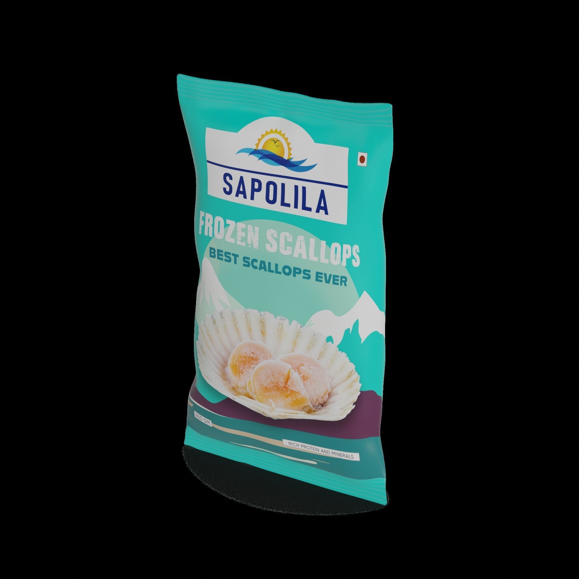 Frozen seafood Scallops Low-poly 3D model_1