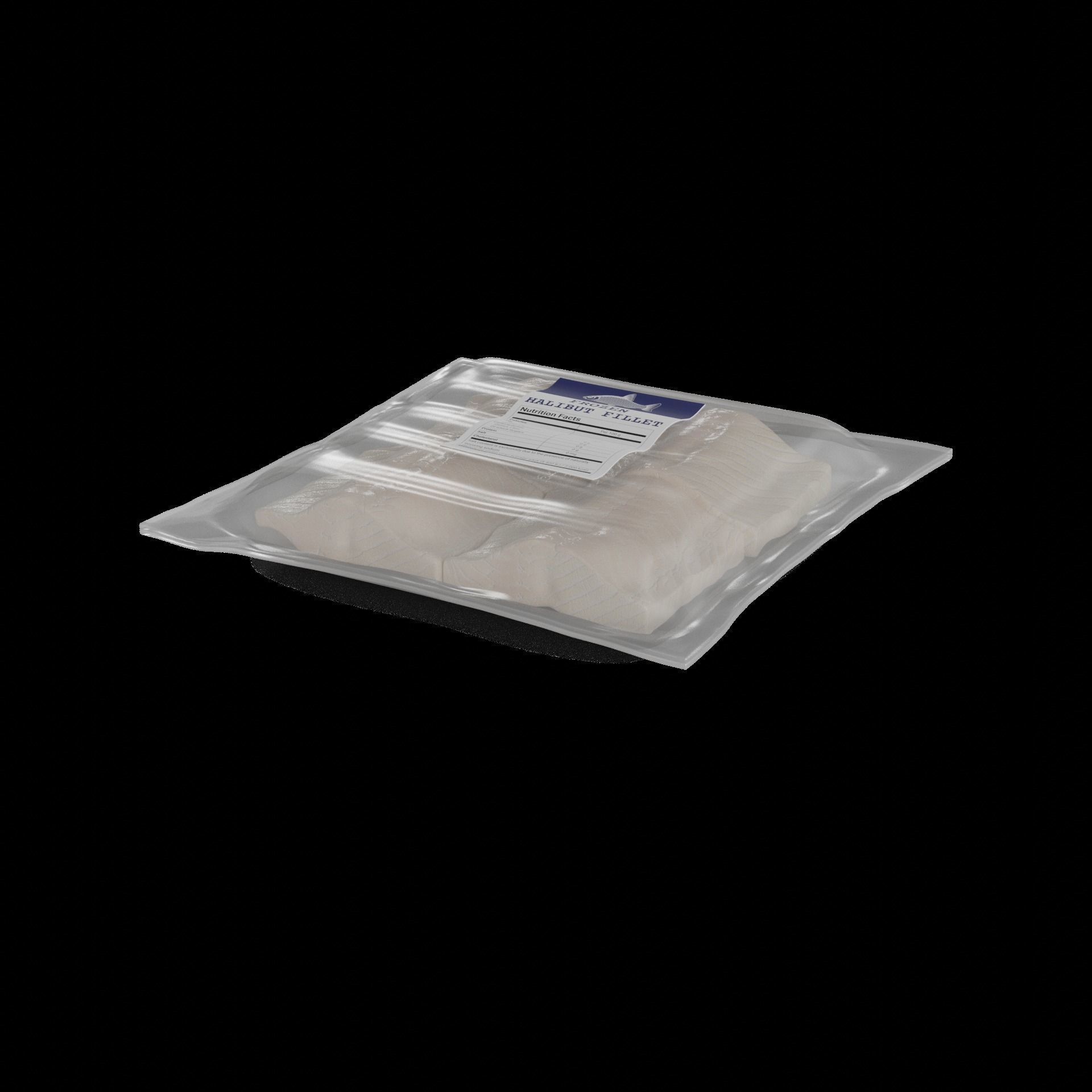 Frozen fish Frozen Halibut Fillets 3D model_1