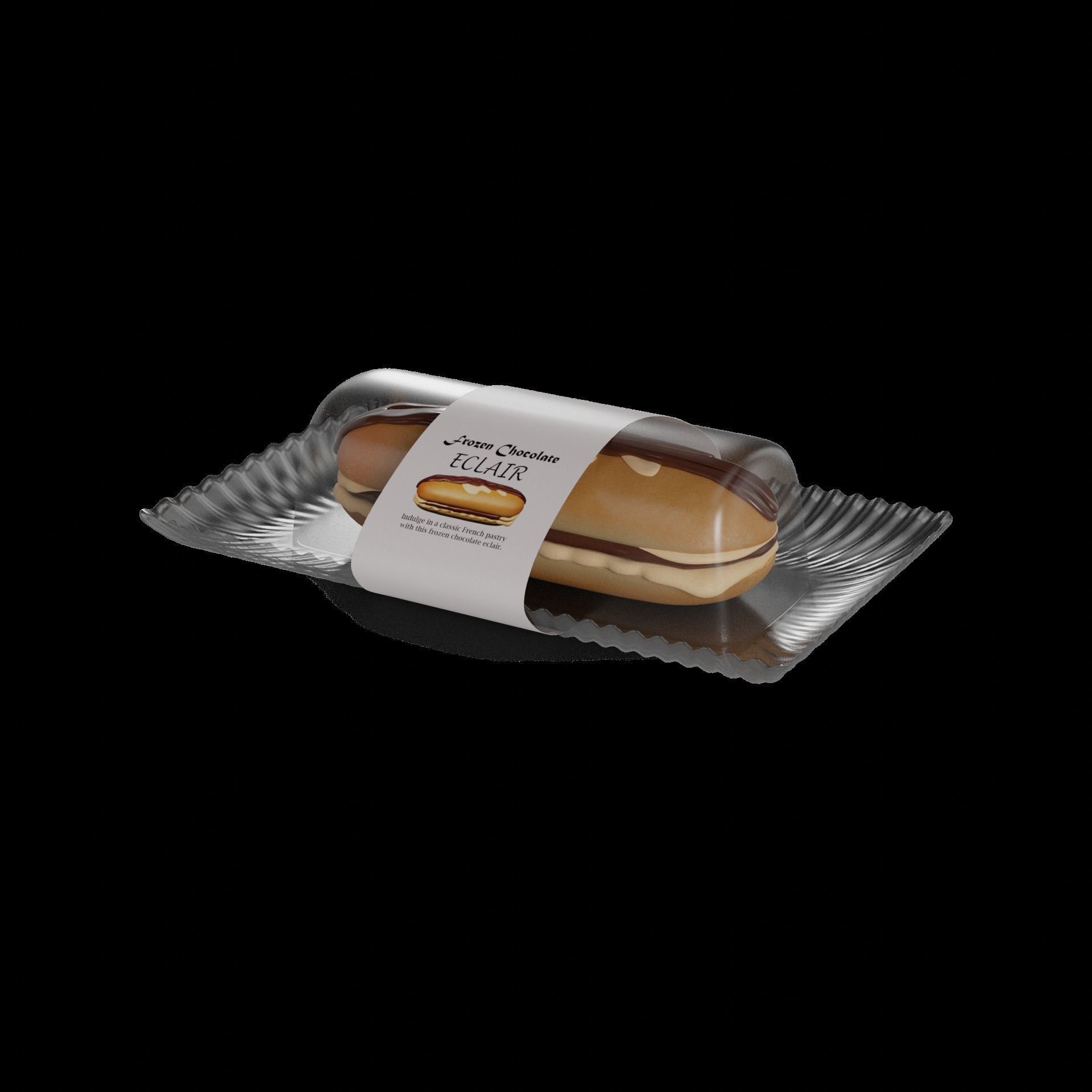 Frozen cakes and buns Frozen Chocolate Eclair 3D model_1