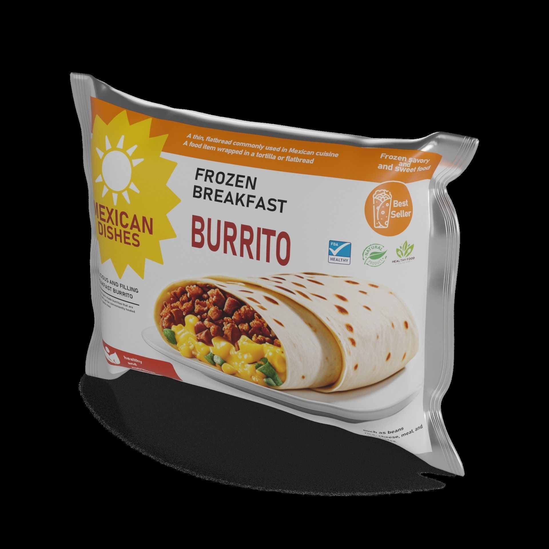 Other frozen meals Frozen Breakfast Burritos Low-poly 3D model_1