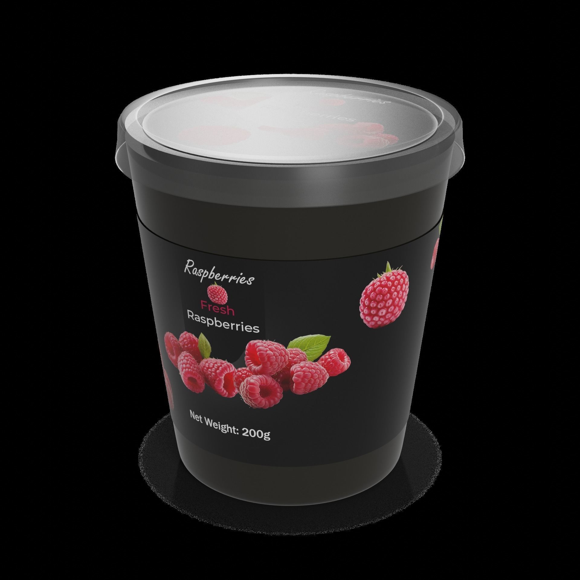 Frozen berries and fruit Raspberries Low-poly 3D model_1